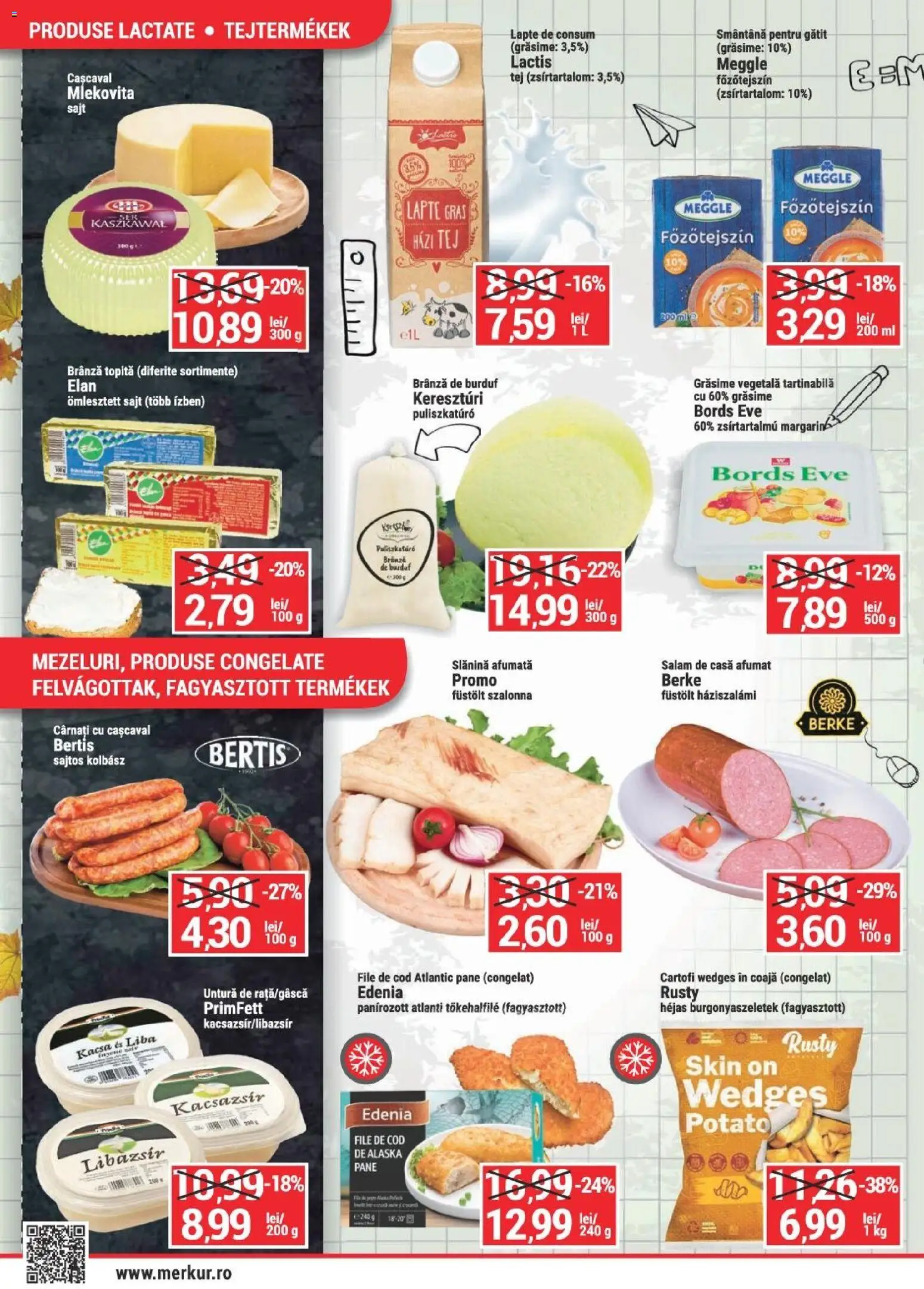 Noul catalog Merkur – valabil de la 03.09.2026 | Pagină: 2 | Produse: Branza de burduf, Cașcaval, Salam, Smântână