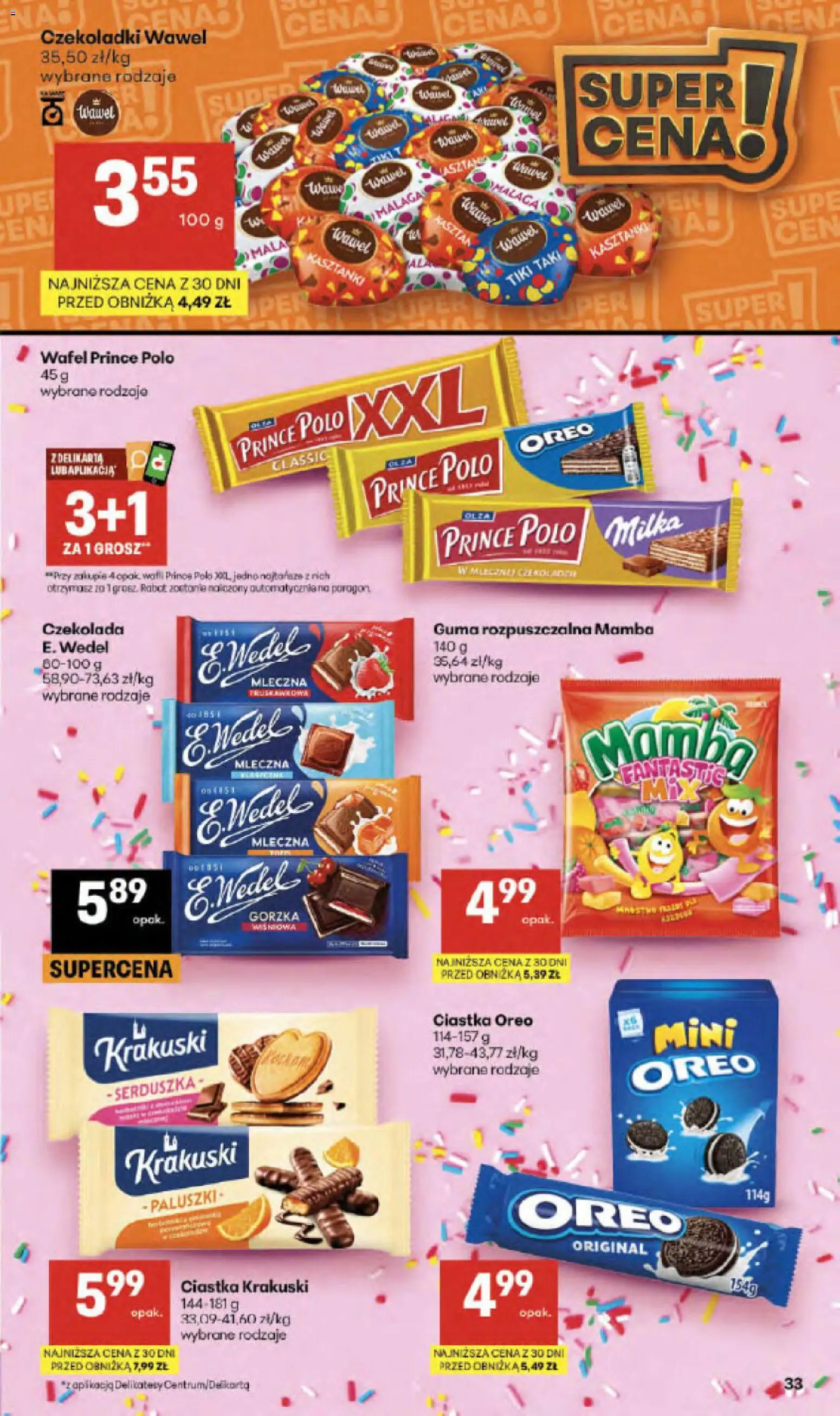 Delikatesy Centrum gazetka - Sklepy Własne od 24.09.2026 | Strona: 33 | Produkty: Czekoladki, Milka, Prince polo, Czekolada