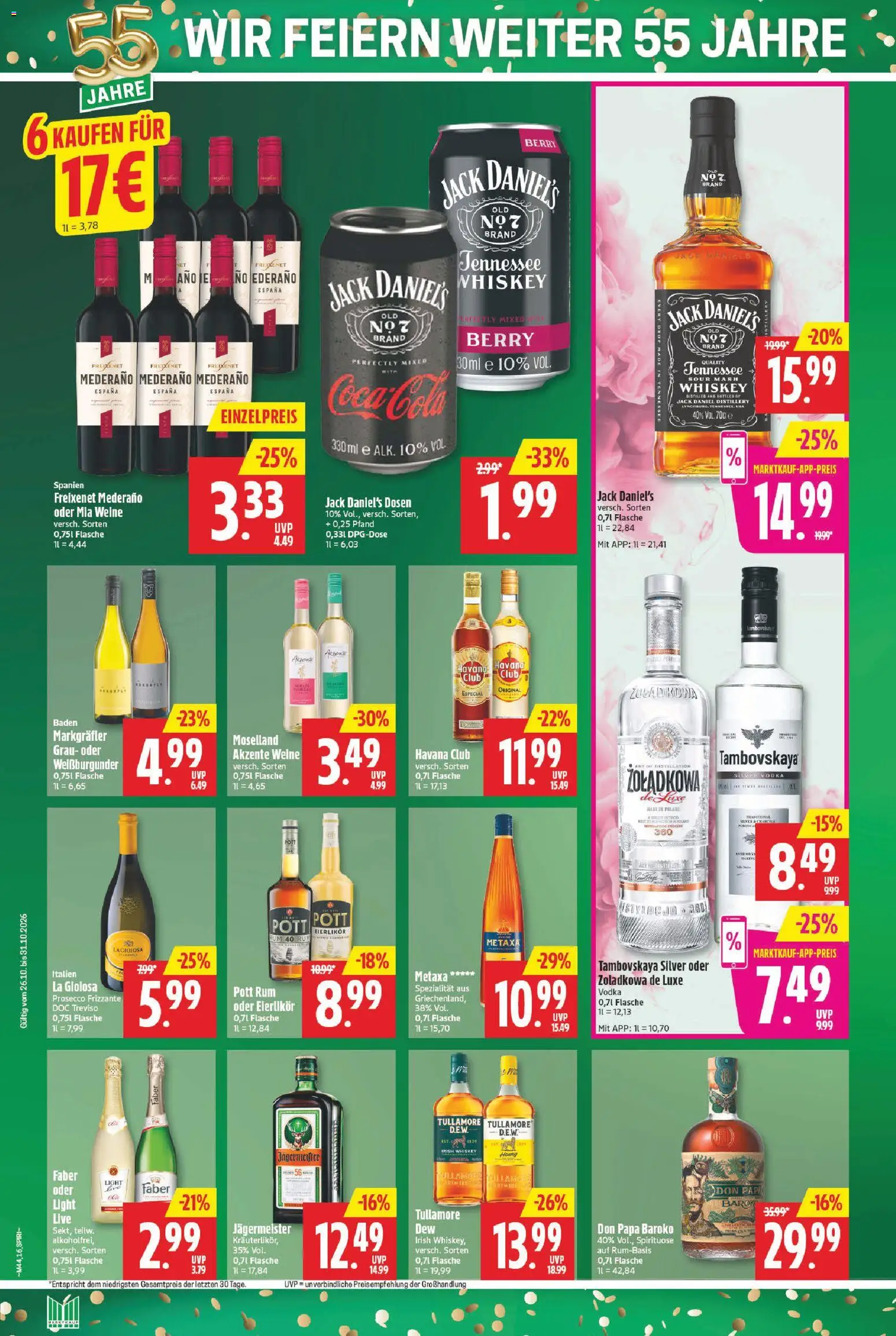 Marktkauf Prospekt – gültig ab 26.10.2026 | Seite: 16 | Produkte: Cola, Freixenet, Metaxa, Jägermeister