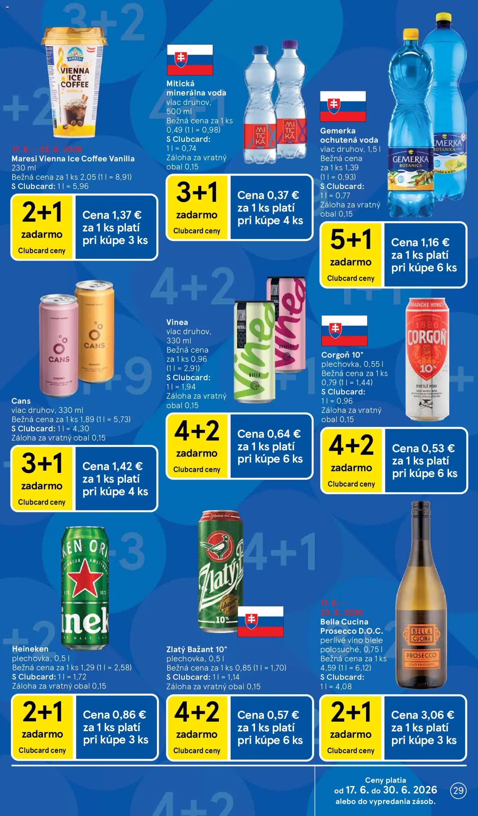Nové Tesco akcie – leták je platný od 17.06.2026 | Strana: 29 | Produkty: Pivo, Víno, Voda, Vinea