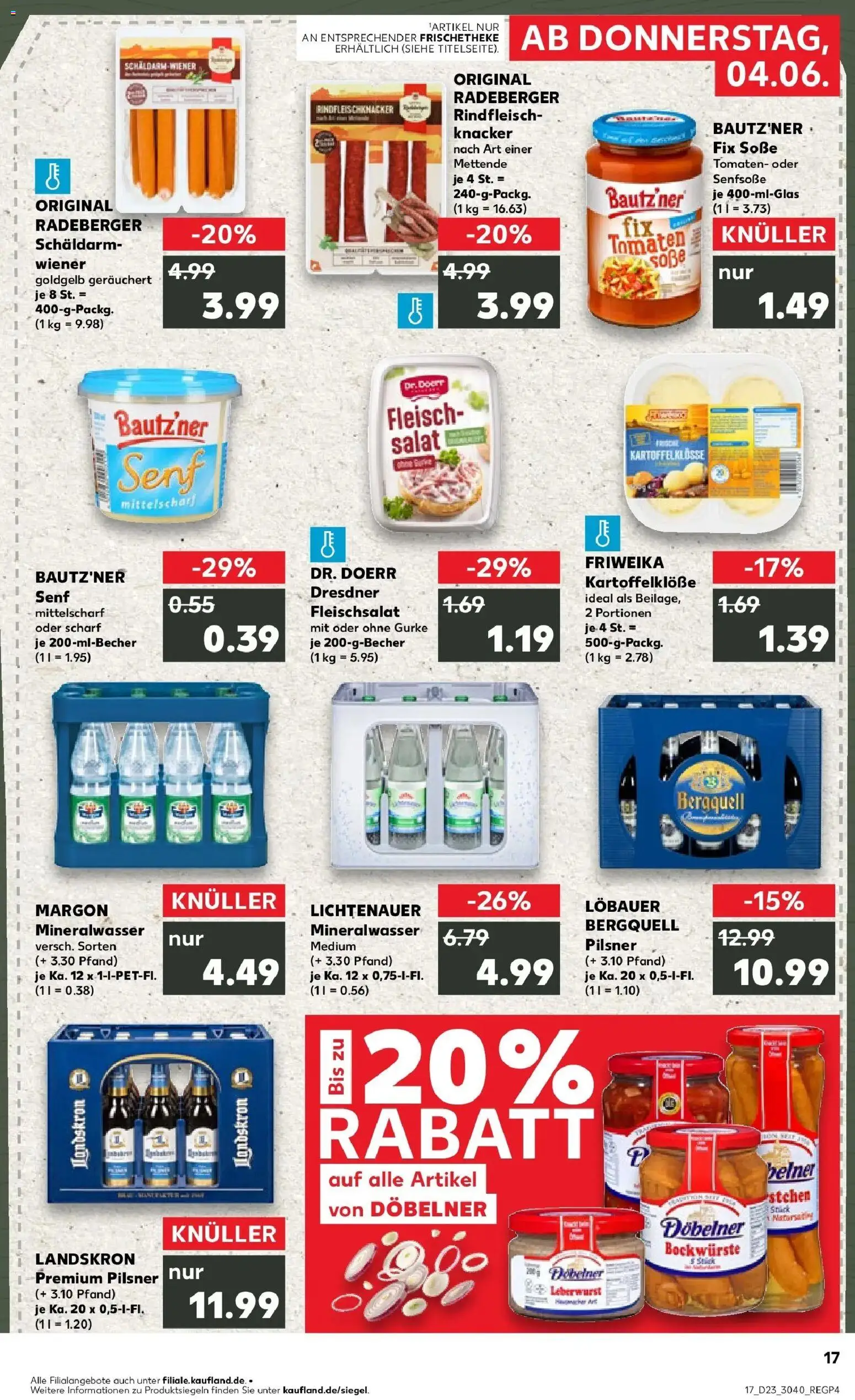 Kaufland Prospekt Bautzen – gültig ab 04.06.2026 | Seite: 17 | Produkte: Tomaten, Mineralwasser, Rindfleisch, Salat