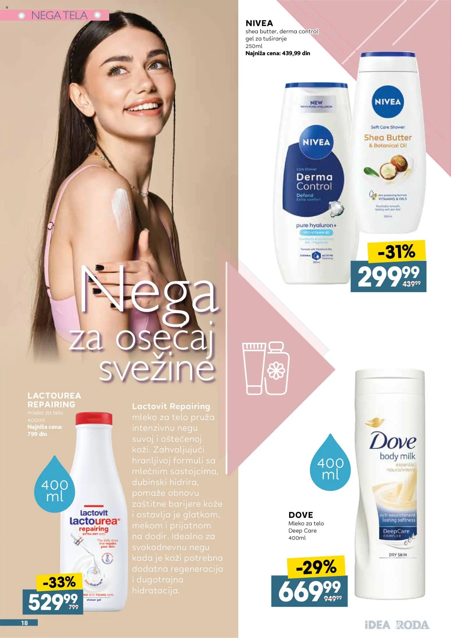 Roda katalog - važi od 11.08.2026 | Strana: 18 | Proizvode: Nivea, Mleko za telo, Gel za tuširanje, Dove