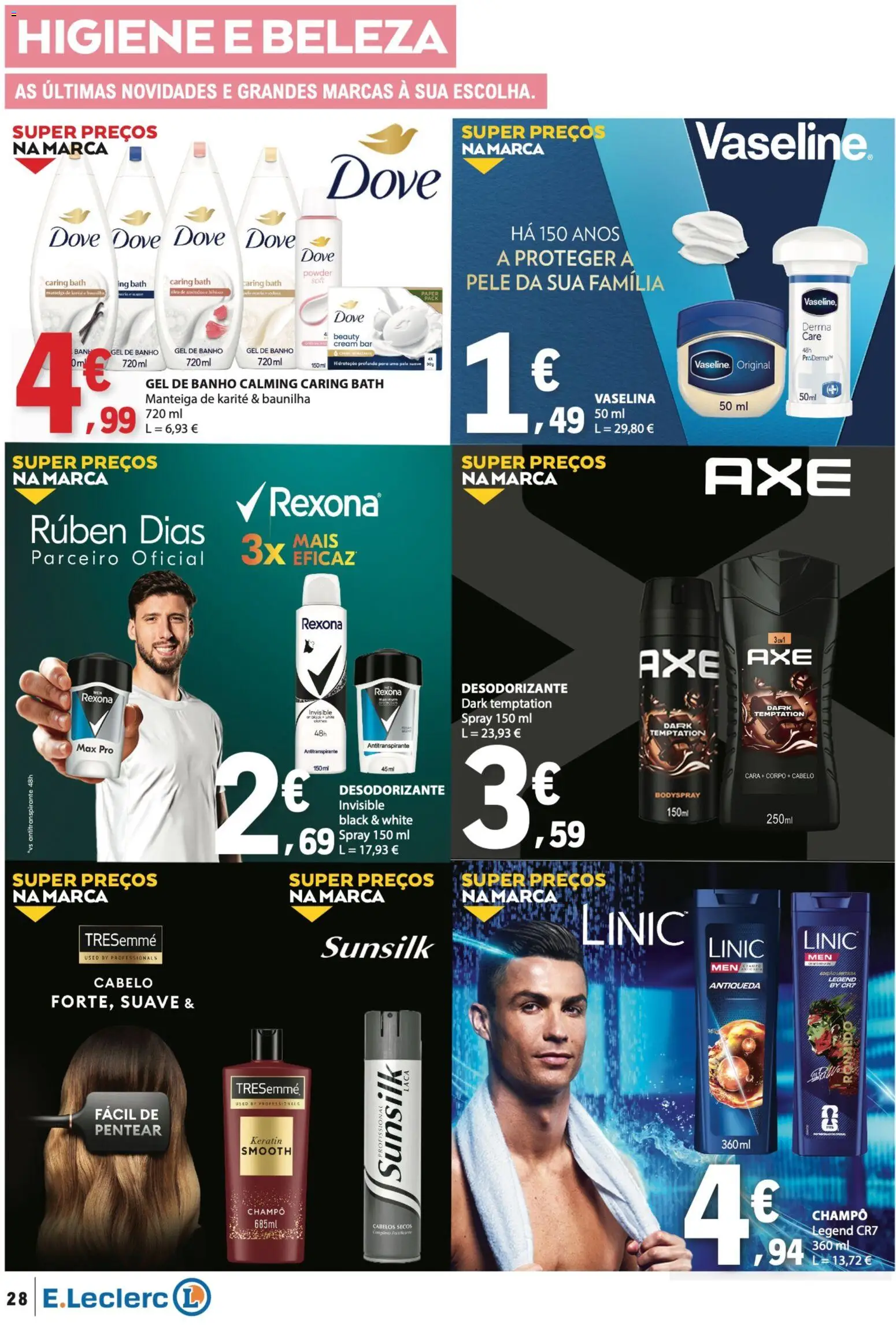 E.Leclerc folheto │ válido de 04.06.2026 | Página: 28 | Produtos: Gel de banho, Desodorizante, Antitranspirante, Banho