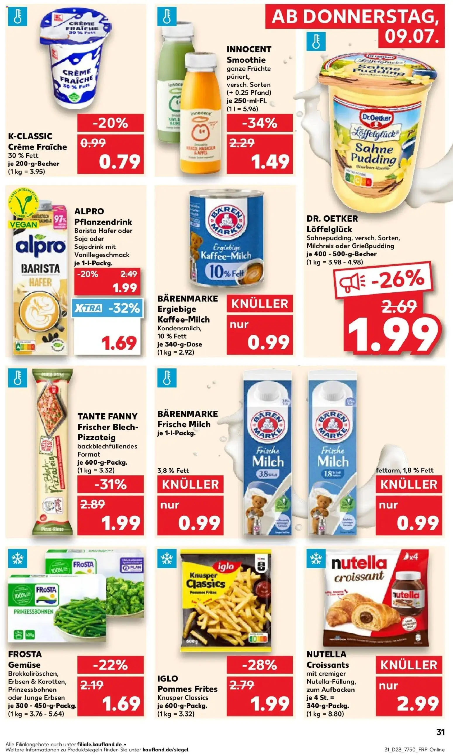 Kaufland Prospekt Pfullingen – gültig ab 09.07.2026 | Seite: 31 | Produkte: Milch, Creme, Frosta, Sahne
