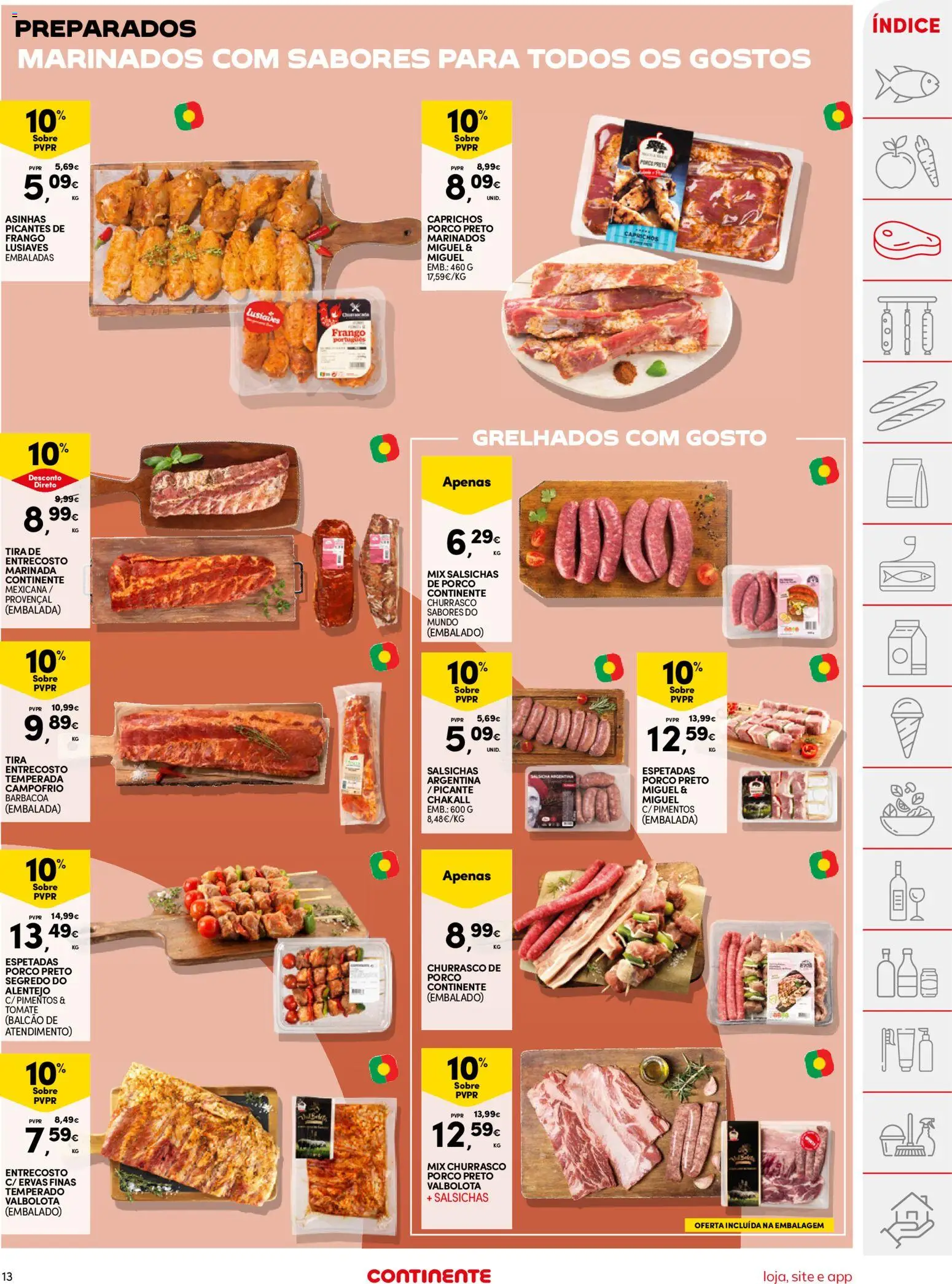 Continente folheto │ válido de 11/08/2026 | Página: 13 | Produtos: Frango, Tomate, Salsichas