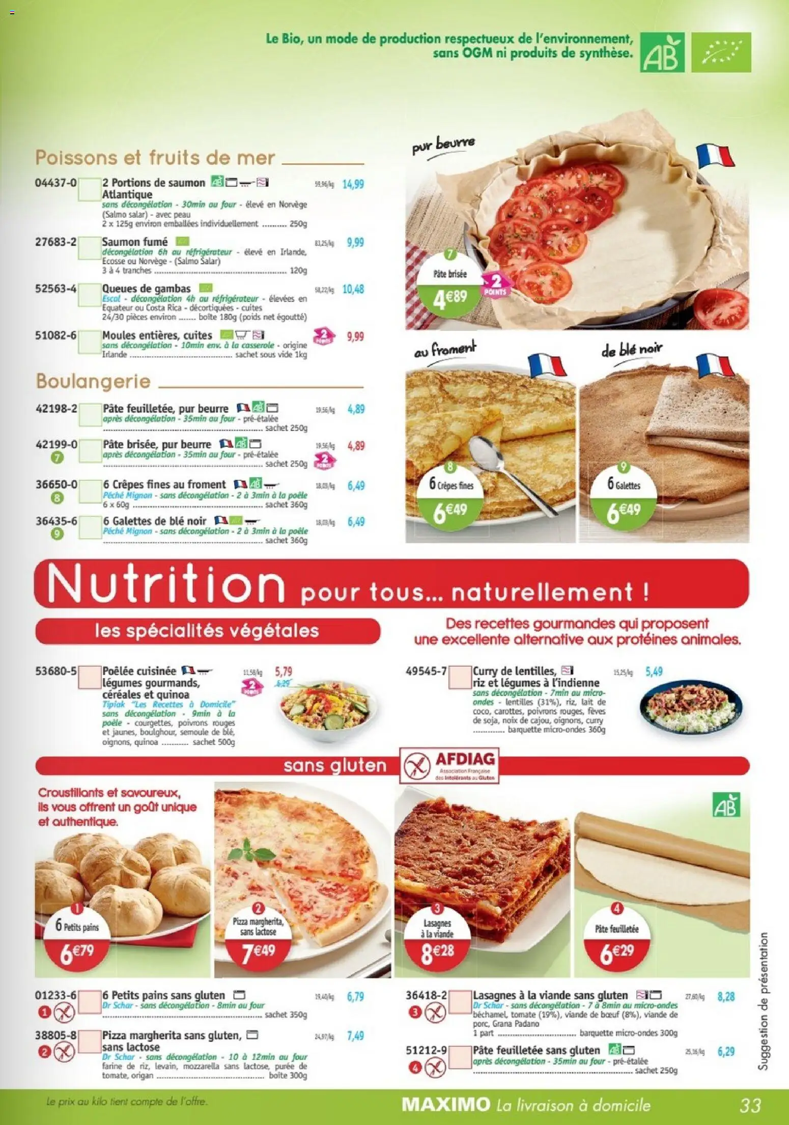 {H1} | Page: 33 | Produits: Origan, Moules, Crêpes, Grana padano