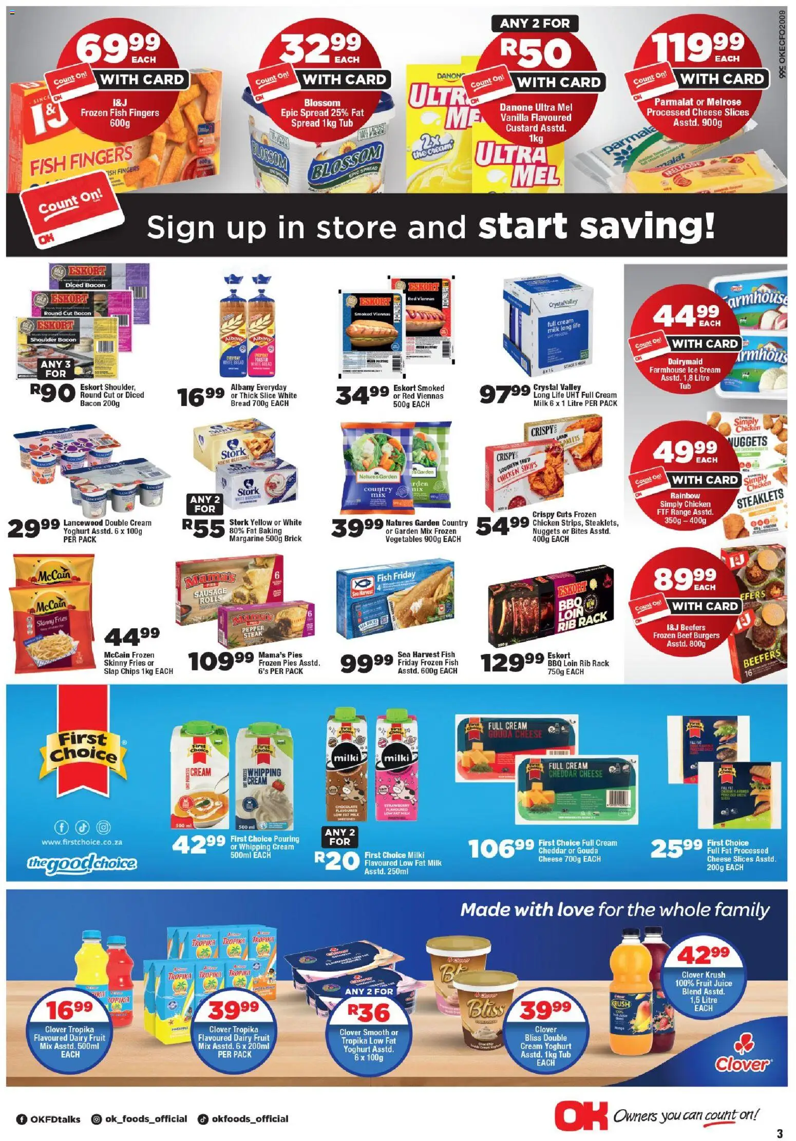 New OK Foods catalogue – valid from 24/06/2026 | Page: 3 | Products: Frozen vegetables, Chicken, Beef, Sausage