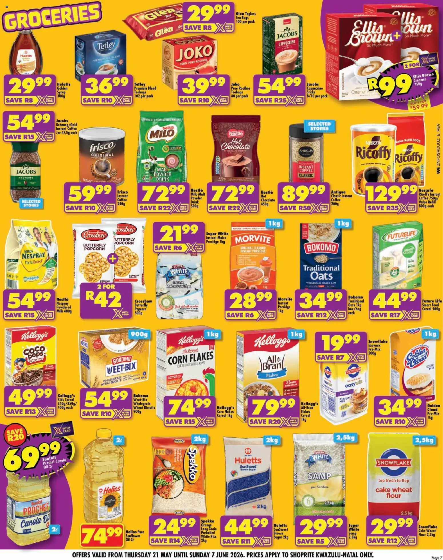 New Shoprite catalogue – valid from 21.05.2026 | Page: 7 | Products: Creamer, Biscuits, Powder, Estuche organizador de viaje