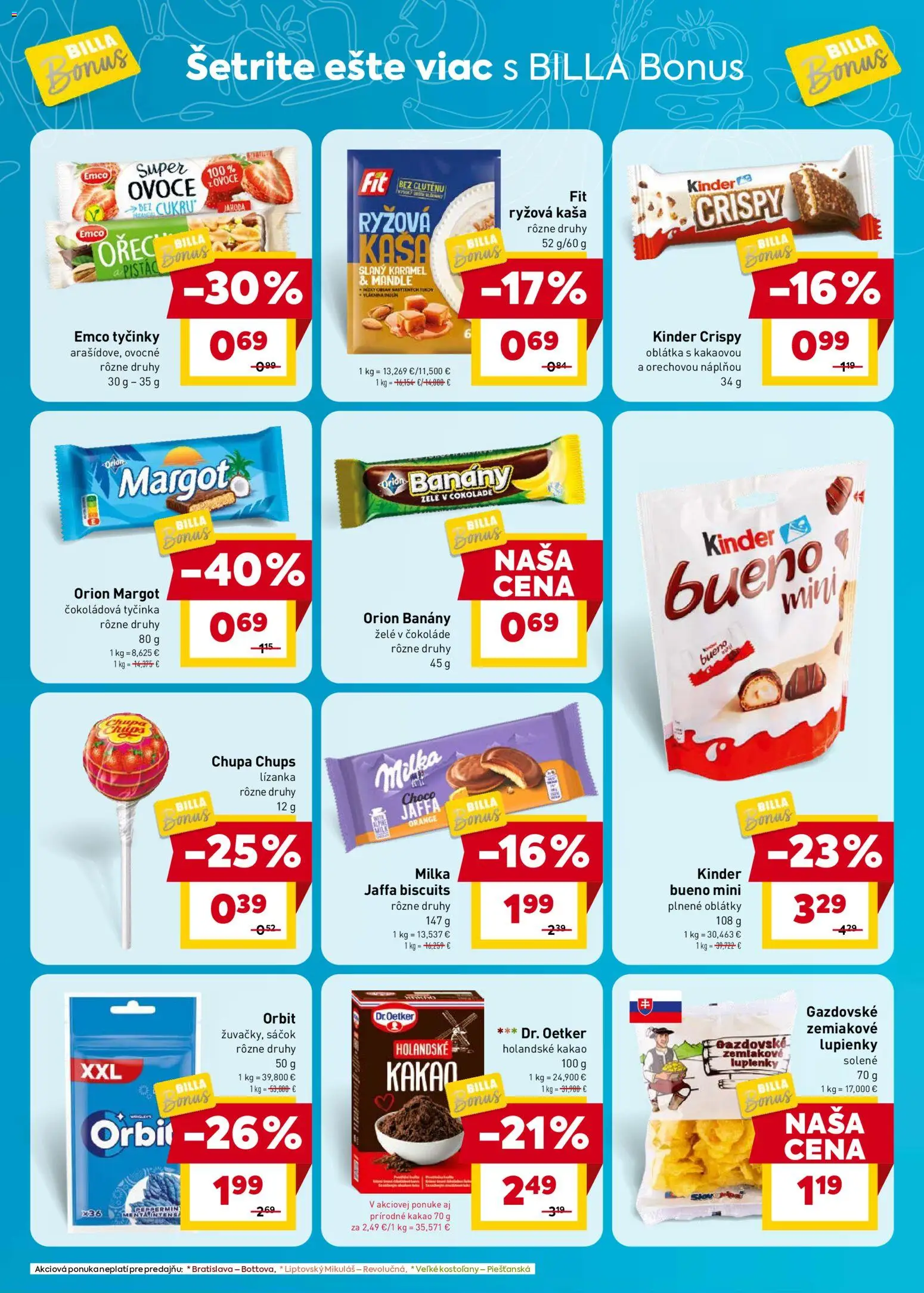 Nové Billa akcie – leták je platný od 19.08.2026 | Strana: 6 | Produkty: Kinder, Čokoládová tyčinka, Milka, Kaša