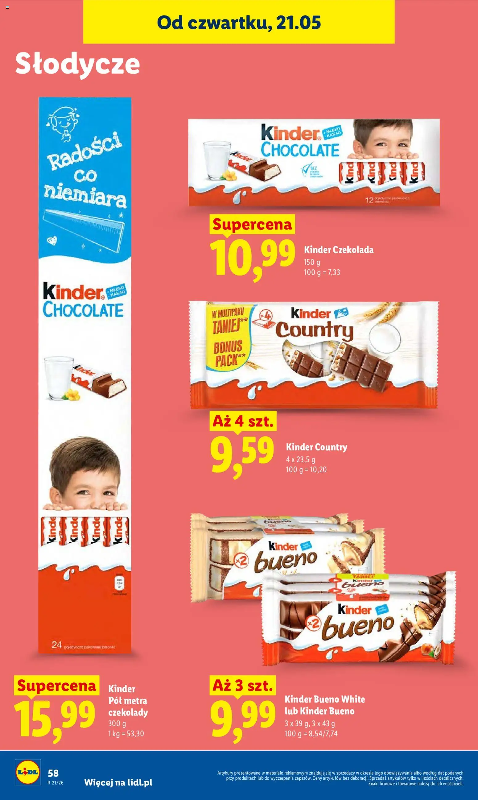 Lidl gazetka od 21.05.2026 | Strona: 64 | Produkty: Czekolady, Kinder Bueno, Mleko, Czekolada