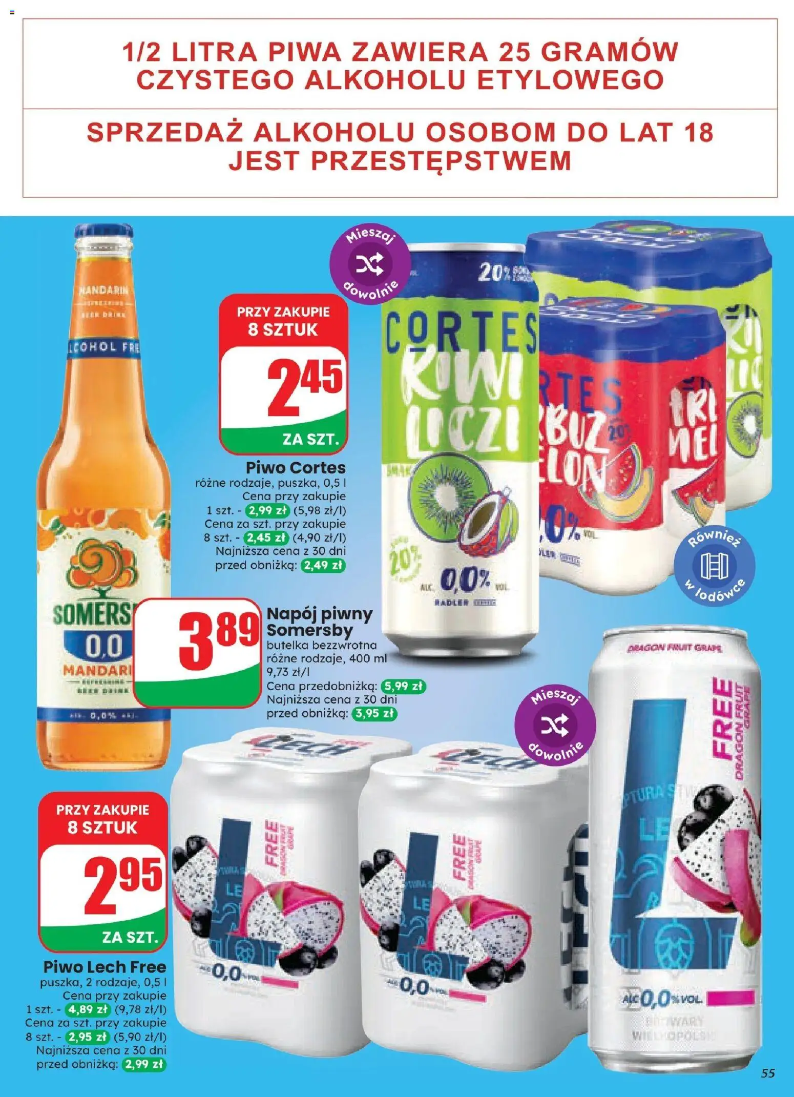 Dino gazetka od 21.10.2026 | Strona: 55 | Produkty: Lech, Piwo, Somersby, Kiwi