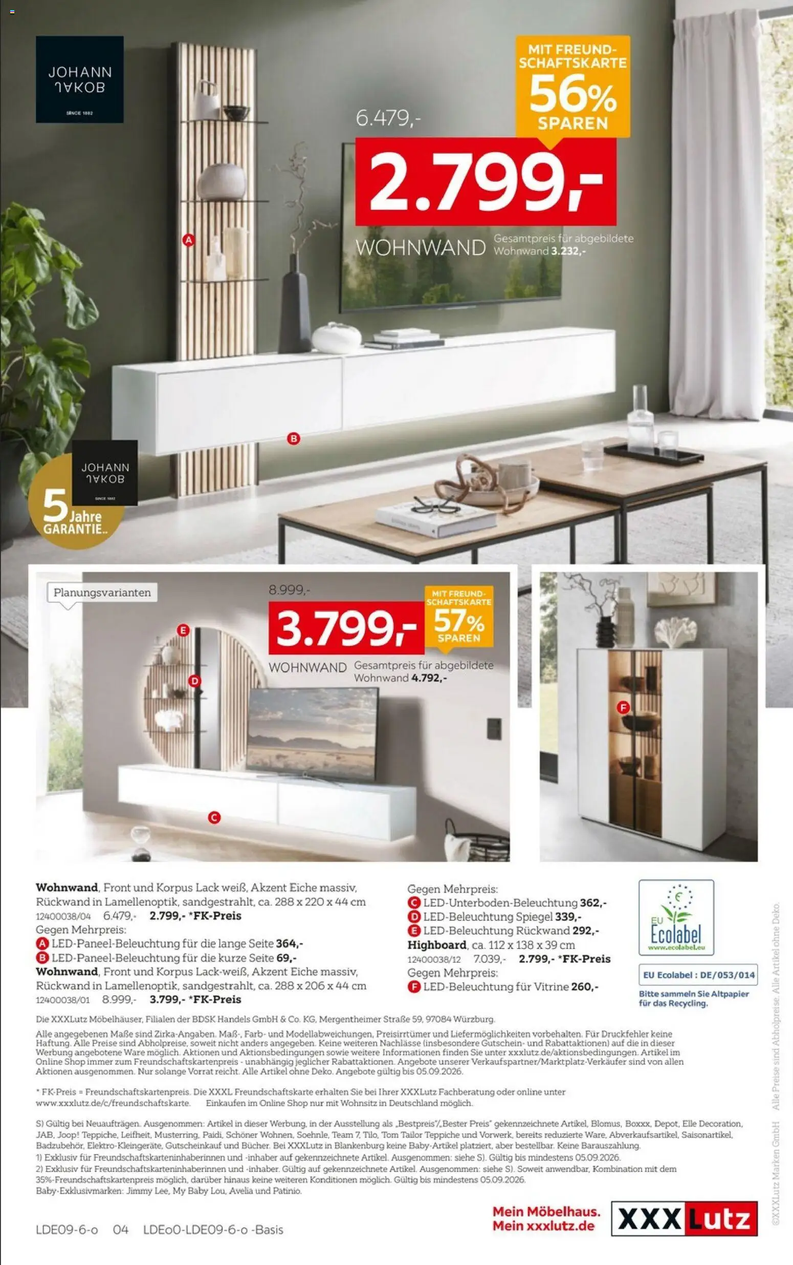 XXXLutz Wohnwände – gültig ab 22.08.2026 | Seite: 4 | Produkte: Wohnwand, Vitrine, Spiegel