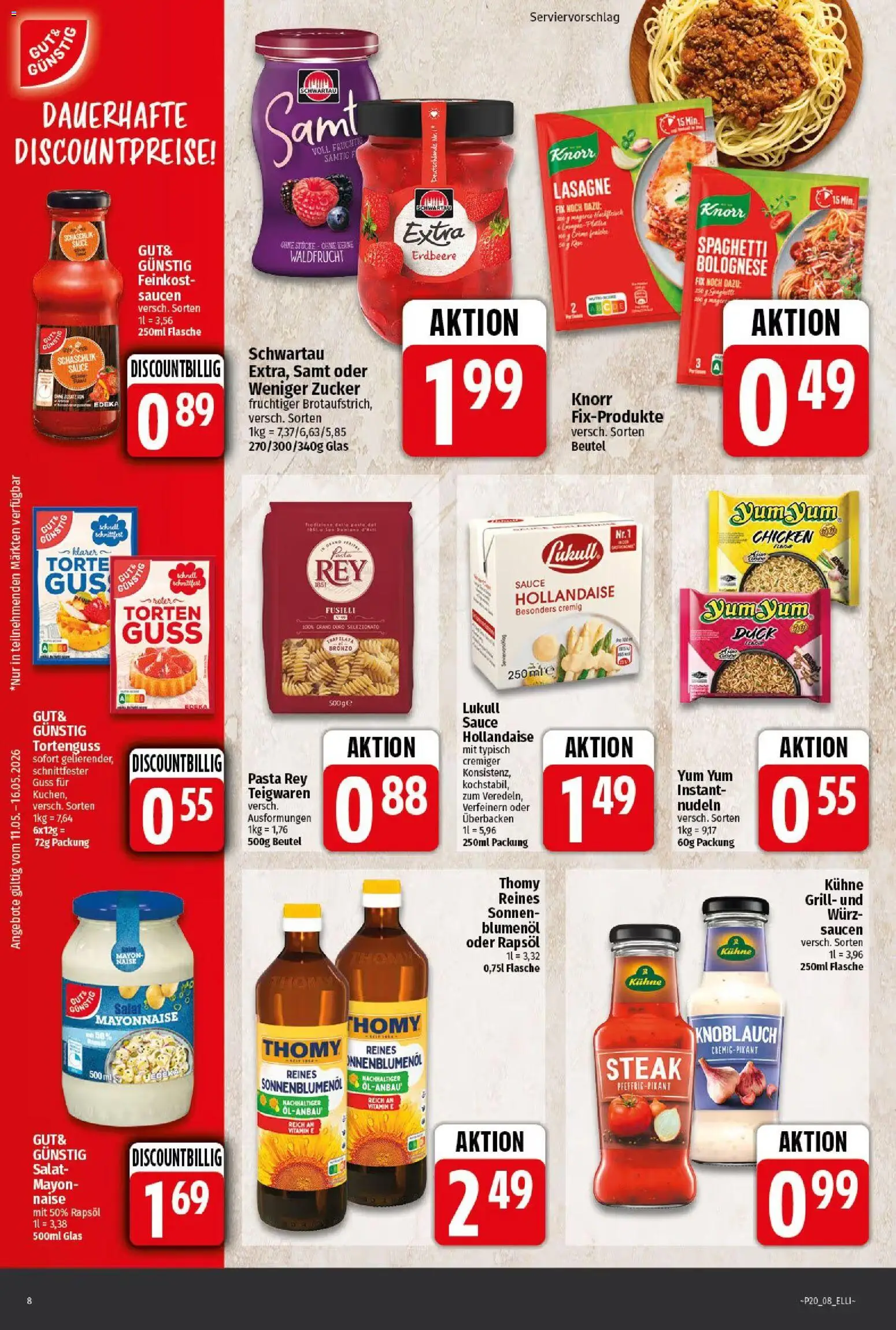 Elli Markt Prospekt Gütersloh – gültig ab 11.05.2026 | Seite: 8 | Produkte: Knorr, Zucker, Knoblauch, Steak