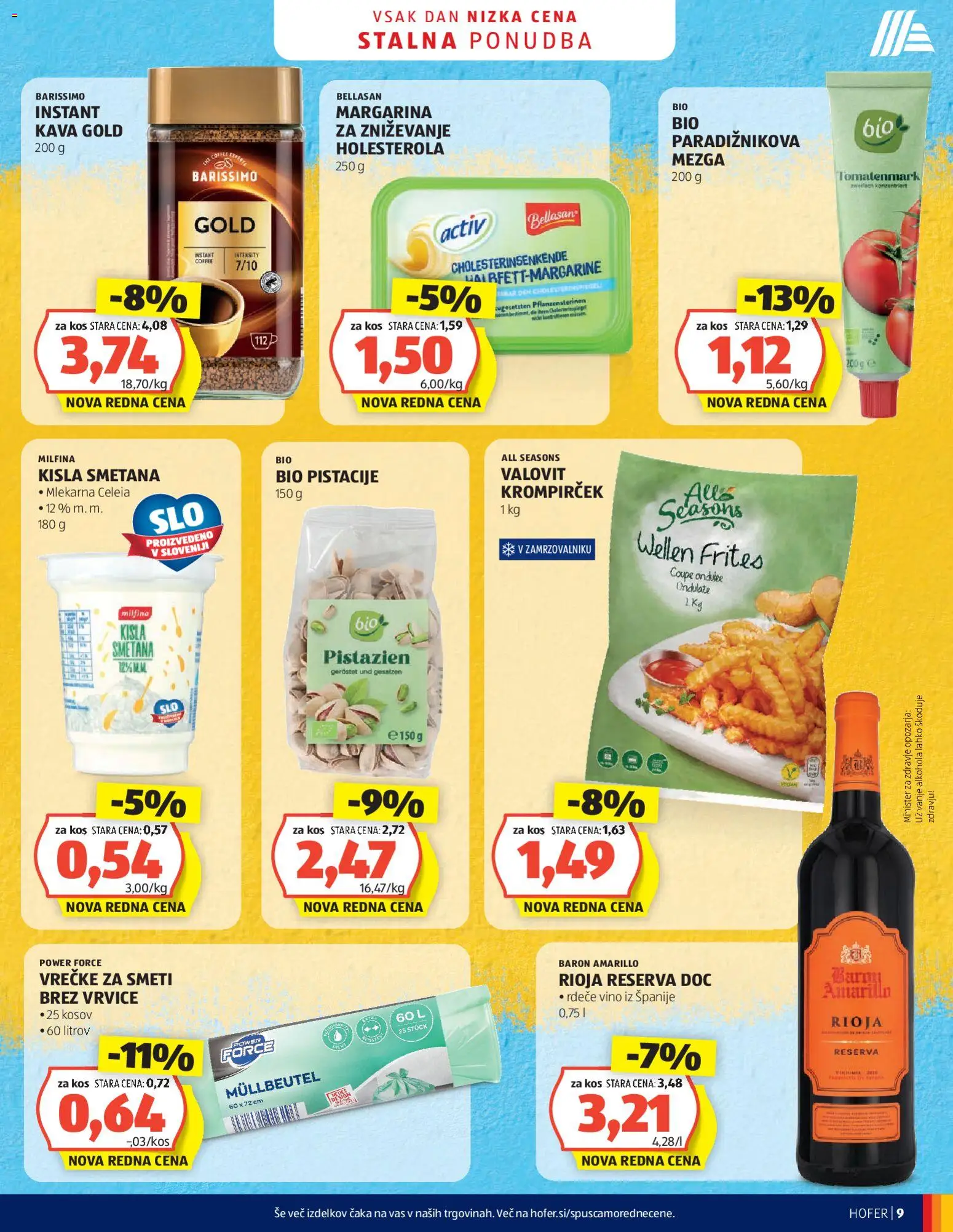 Novi Hofer katalog ponudbe – veljaven od 29.07.2026 | Stran: 9 | Izdelki: Margarina, Vino, Kisla smetana, Smetana