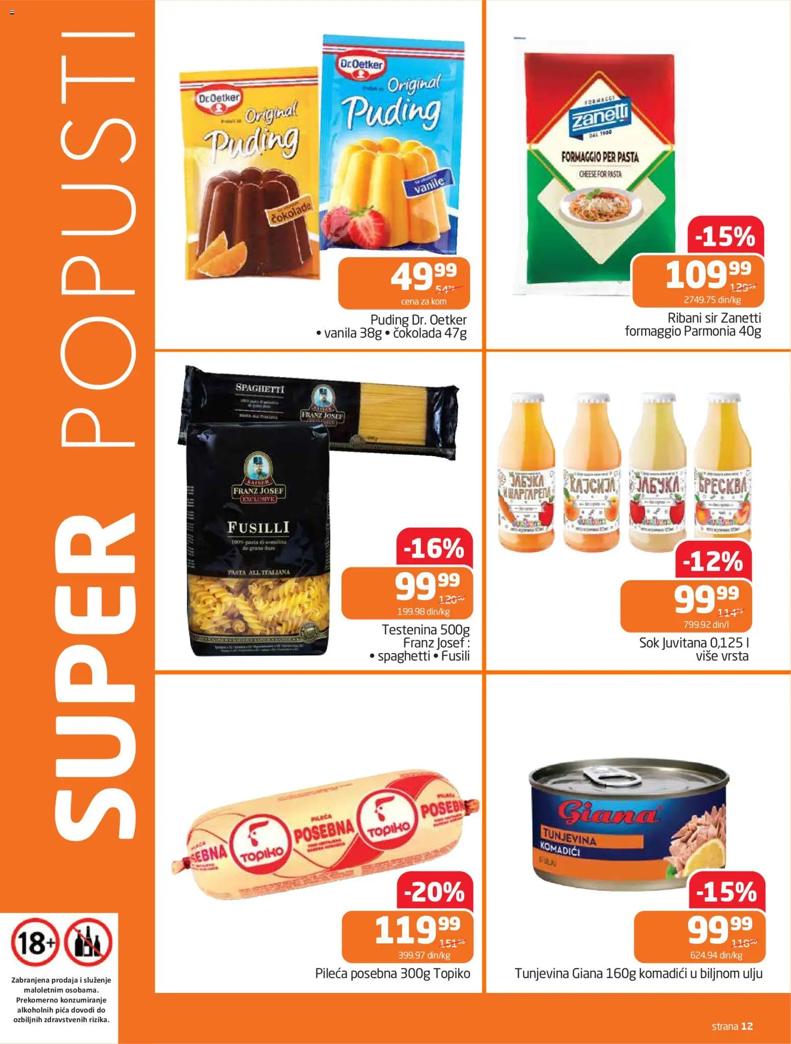 Gomex katalog - važi od 15.04.2026 | Strana: 12 | Proizvode: Puding, Dr. Oetker, Sir, Sok