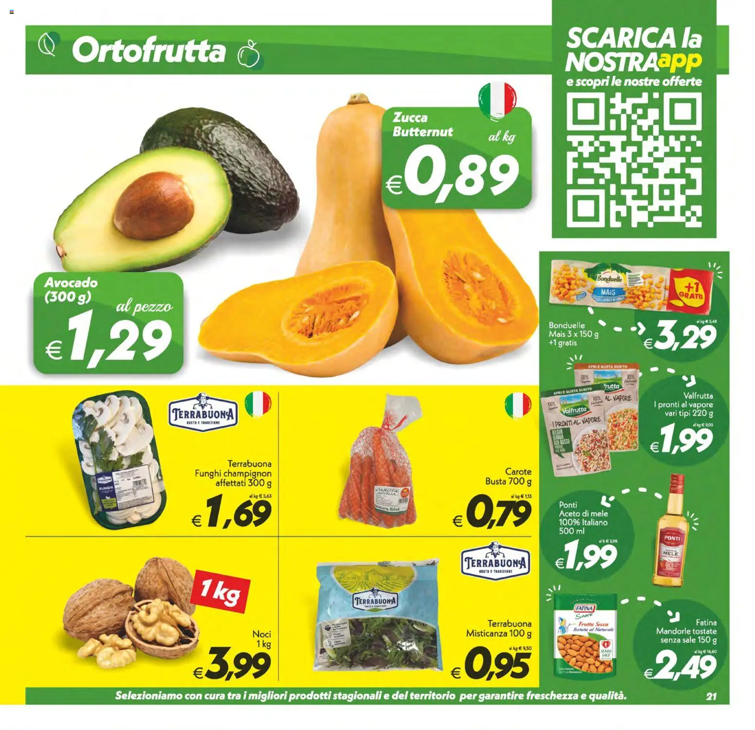 Volantino SuperConveniente del 02/10/2026 | Pagina: 21 | Prodotti: Aceto di mele, Carote, Zucca, Mandorle tostate