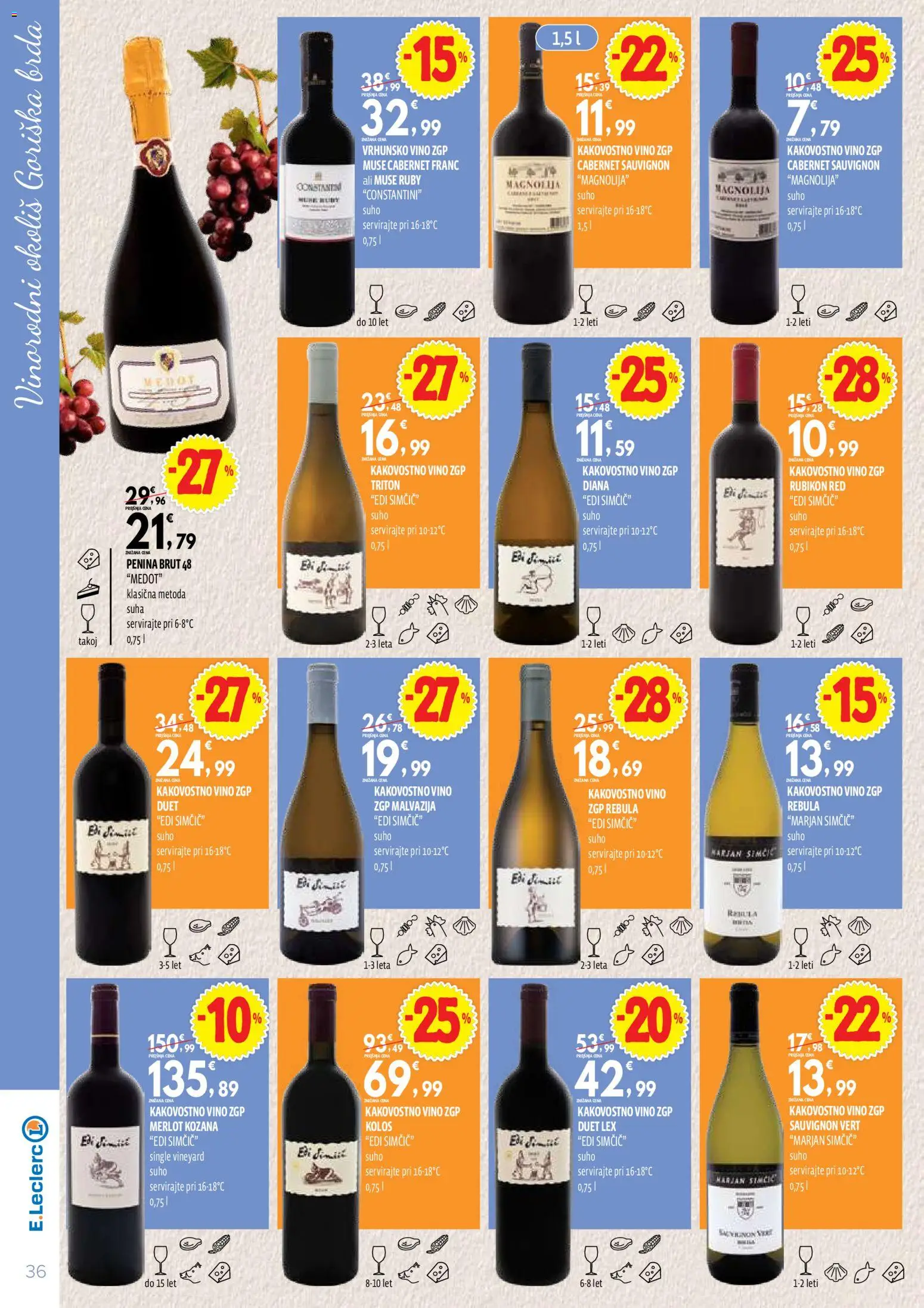 Novi E.leclerc katalog ponudbe – veljaven od 13.10.2026 | Stran: 36 | Izdelki: Penina, Vino