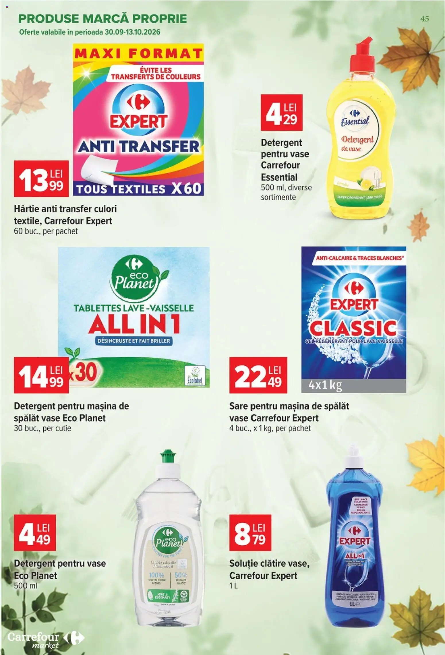 Noul catalog Carrefour – valabil de la 30.09.2026 | Pagină: 45 | Produse: Mașină De Spălat, Vase, Detergent, Sare