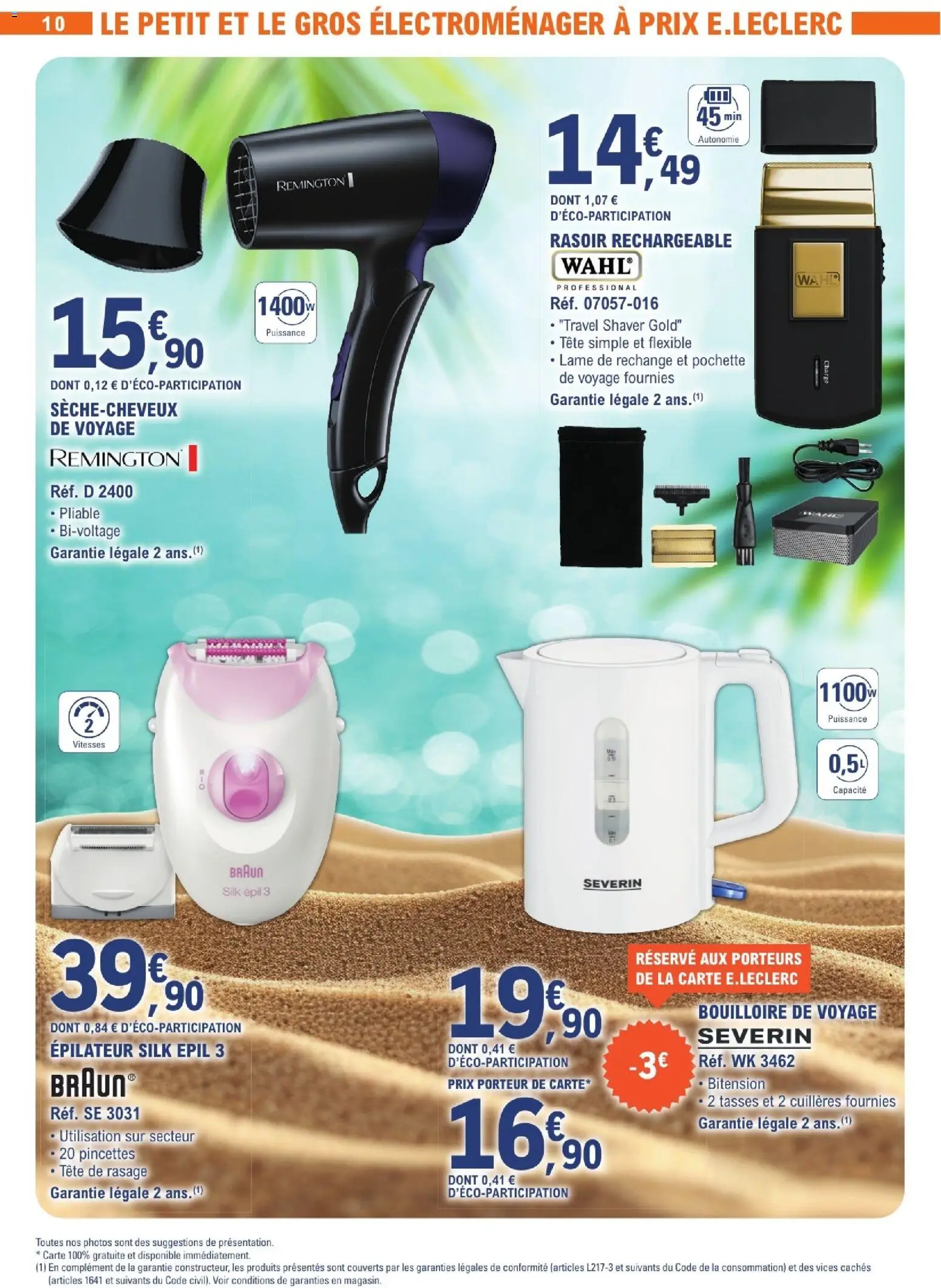 {H1} | Page: 10 | Produits: Bouilloire, Rasoir, Sèche-cheveux, Tasses