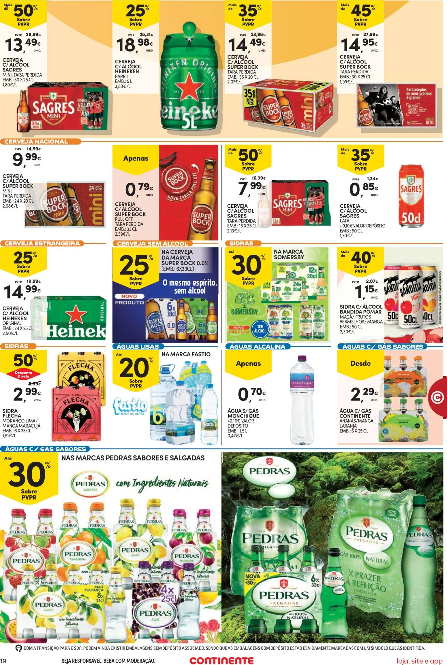 Continente Semanal Continente Bom Dia │ válido de 18/08/2026 | Página: 19 | Produtos: Cerveja sem álcool, Sidra, Ingredientes, Somersby