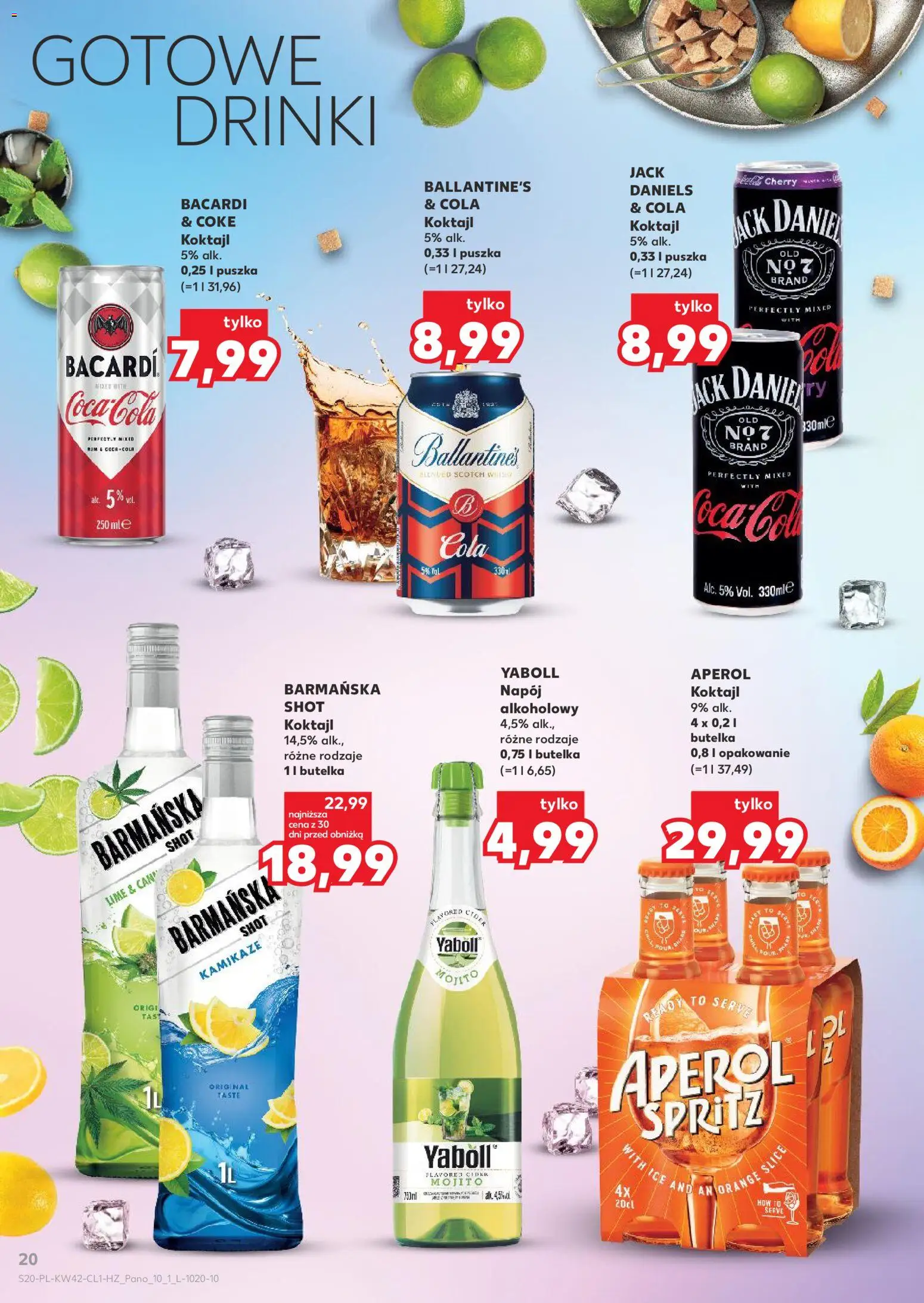 Kaufland Polsko leták - Barek od 15.10.2026 | Strana: 20 | Produkty: Bacardi, Mixér, Aperol, Cola