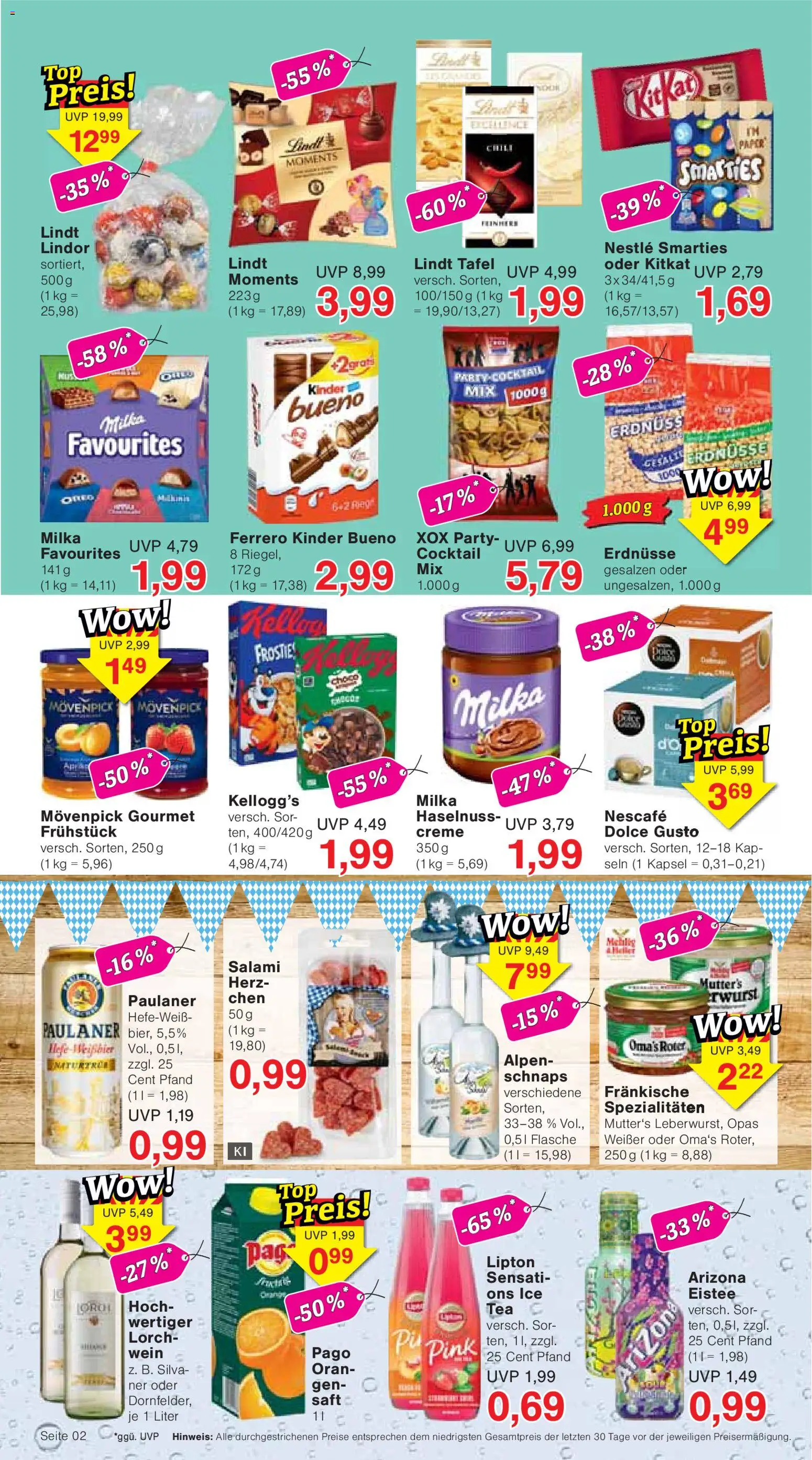 Wiglo Wunderland Prospekt – gültig ab 31.08.2026 | Seite: 2 | Produkte: Erdnüsse, Salami, Saft, Lindt