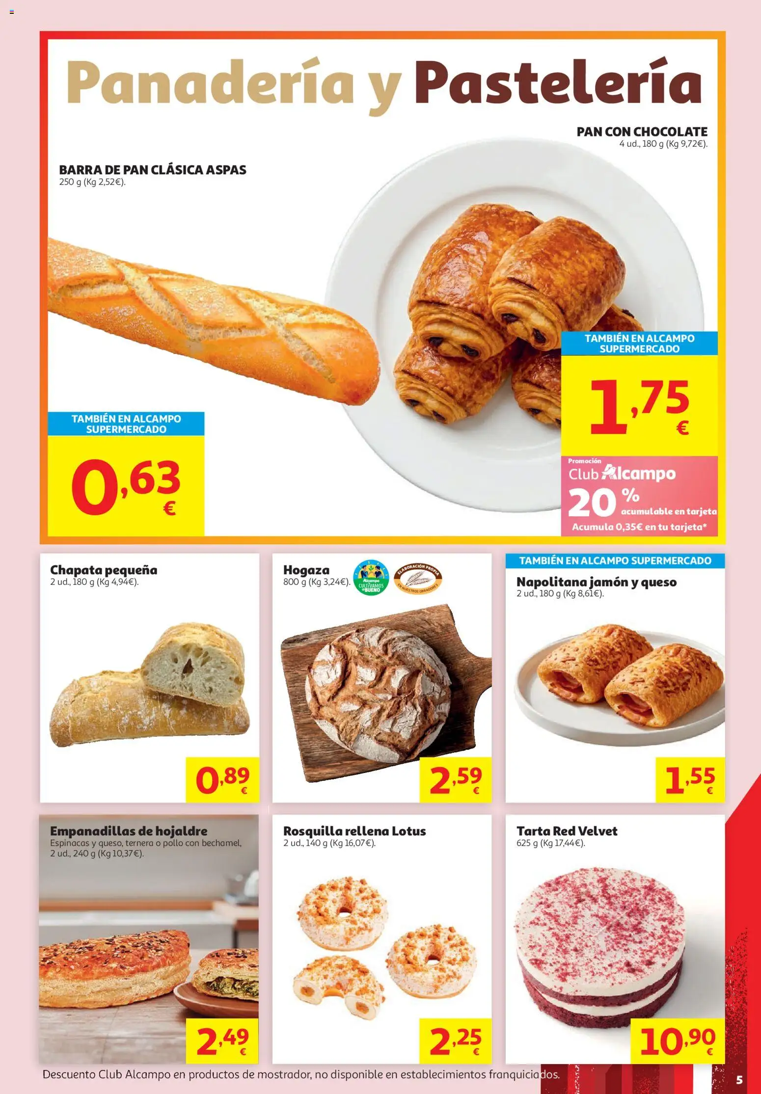 Alcampo - HG Unico │ válido desde el 16.06.2026 | Página: 5 | Productos: Queso, Chocolate, Πορσελάνη, Panadería
