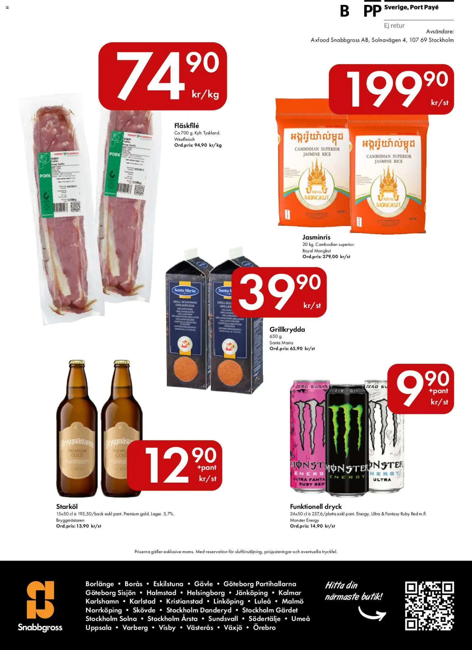 Snabbgross reklamblad aktuell från 07/09/2026 | Sida: 16 | Produkter: Galler, Fläskfilé, Fanta, Jasminris