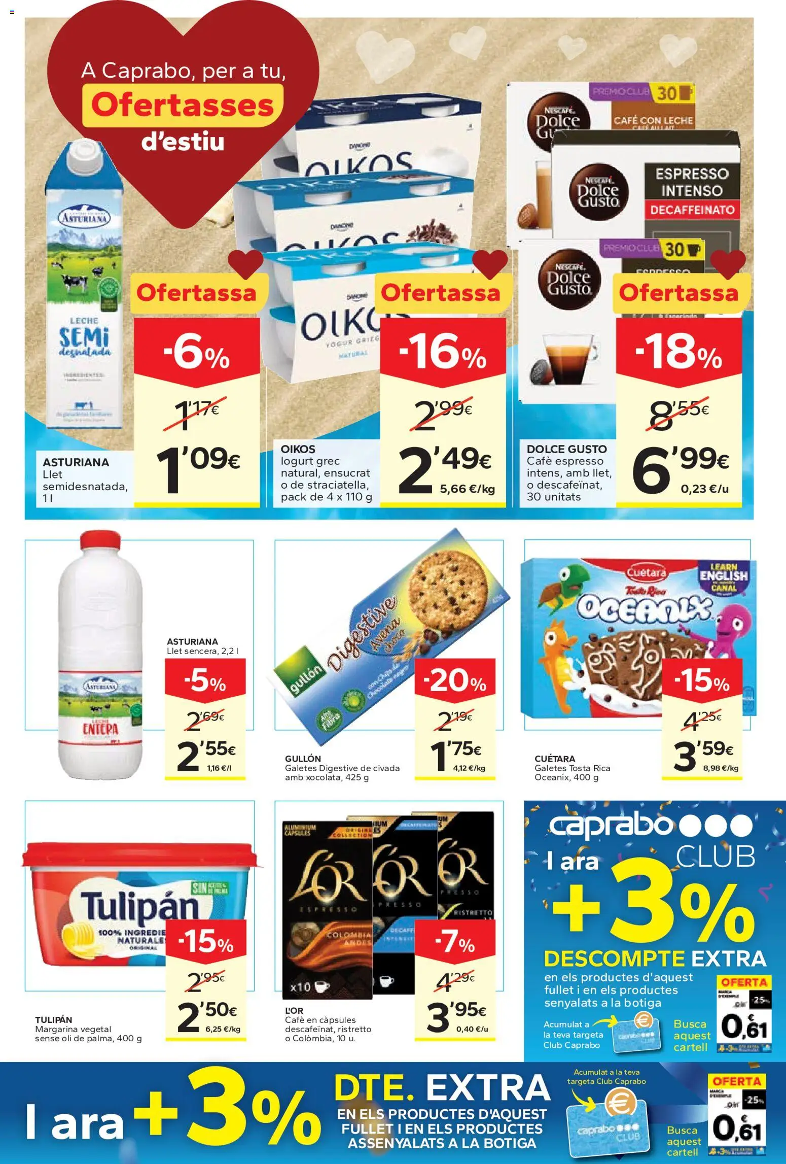 Caprabo Ofertasses d'estiu │ válido desde el 28.05.2026 | Página: 5 | Productos: Café con leche, Leche, Café, Margarina