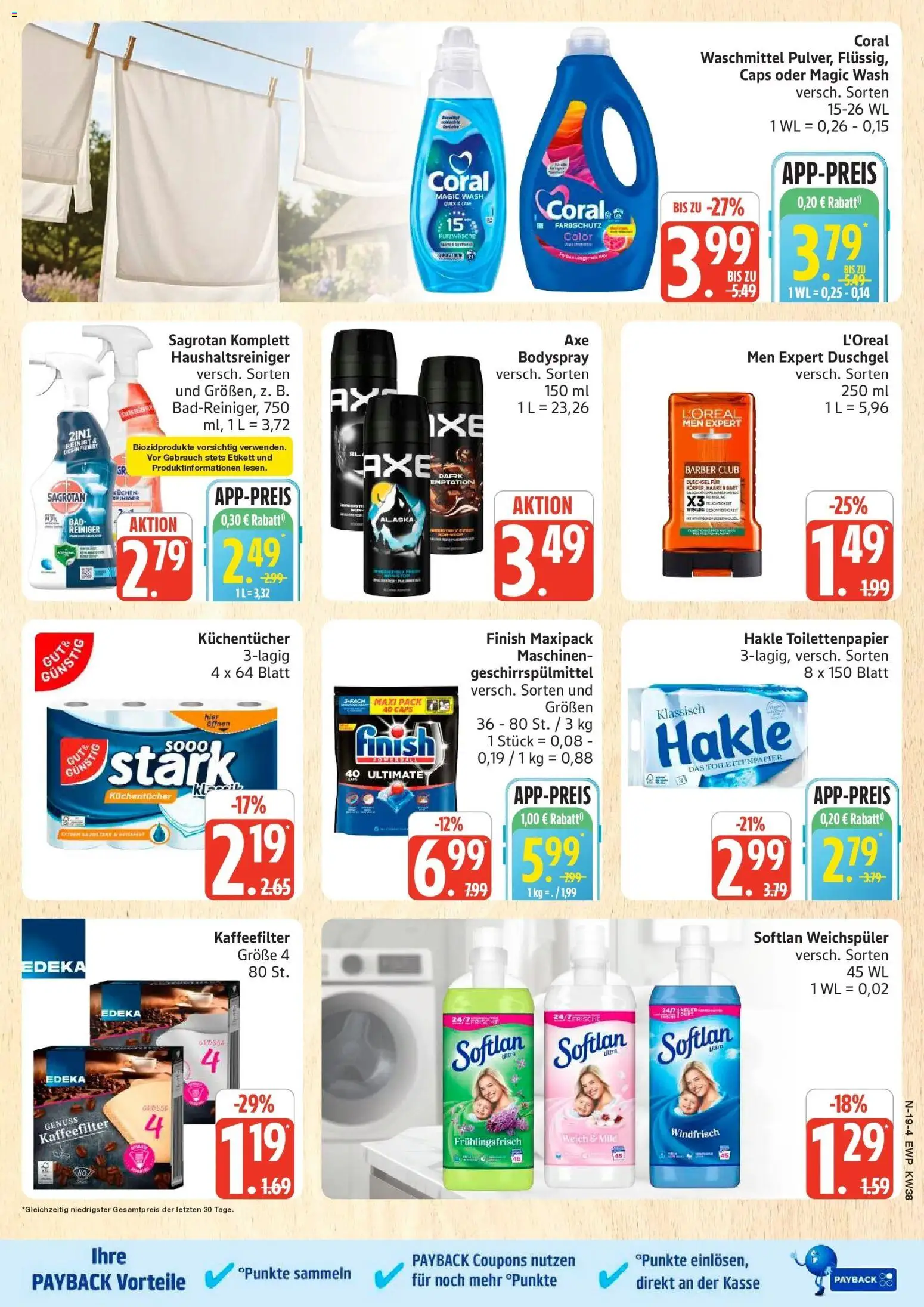 Edeka Prospekt Rostock (ab 14.09.2026) » Angebote Online | Seite: 26 | Produkte: Coral, Finish, Weichspüler, Waschmittel