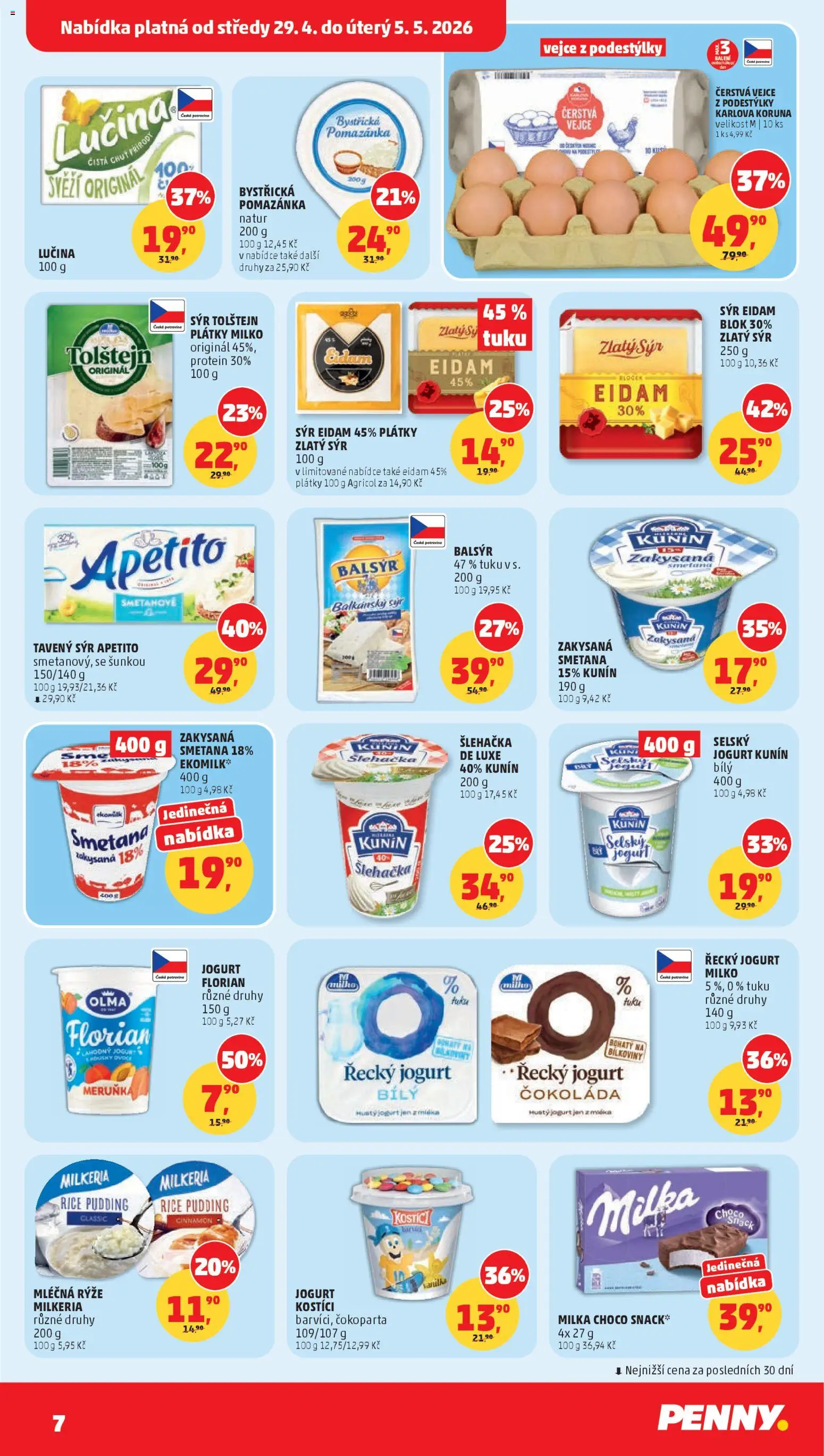 Penny Market leták od 29.04.2026 | Strana: 7 | Produkty: Lučina, Vejce, Blok, Pomazánka