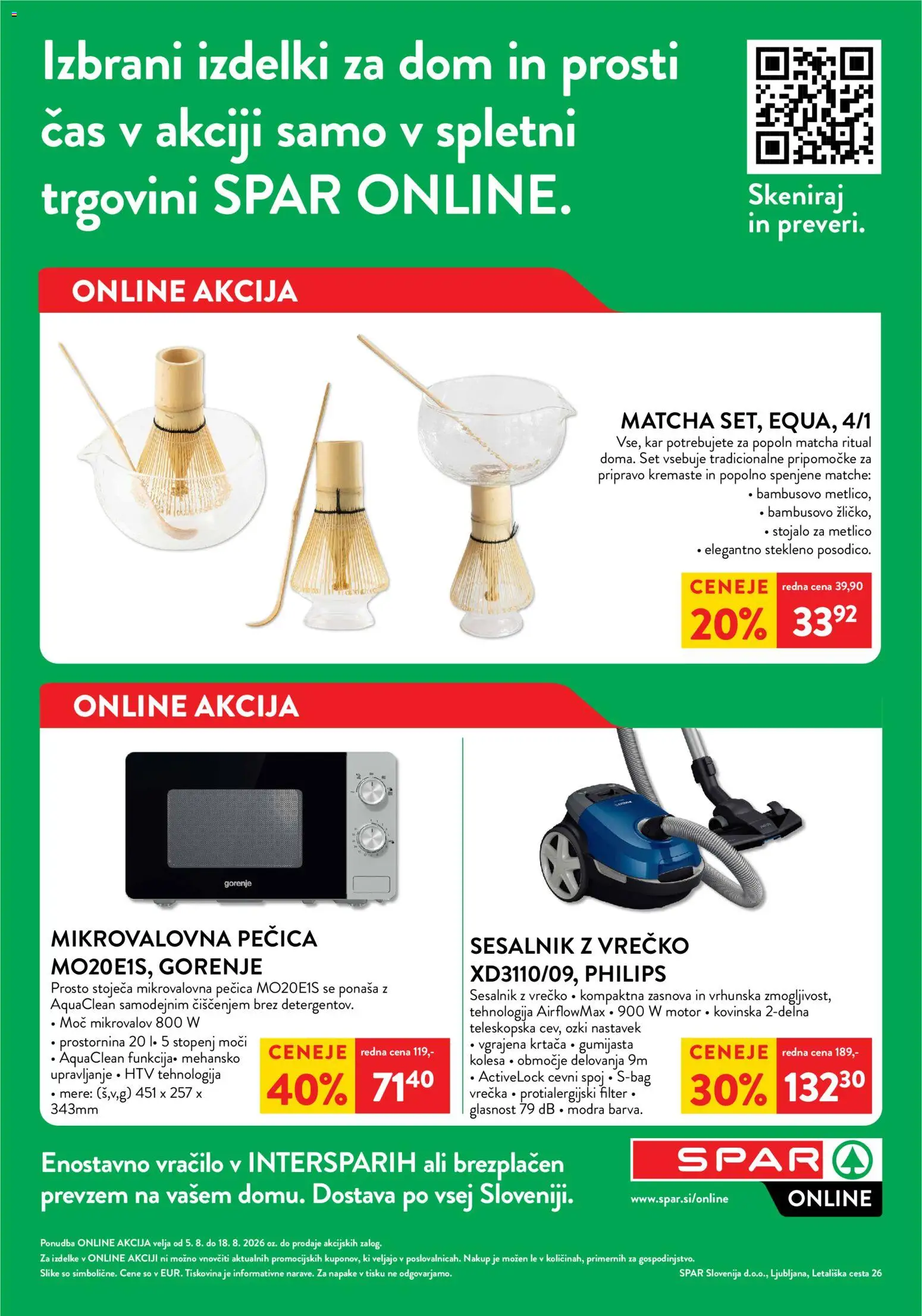 Novi Spar katalog ponudbe – veljaven od 05.08.2026 | Stran: 1 | Izdelki: Pecica, Mikrovalovna pecica, Krtaca, Sesalnik