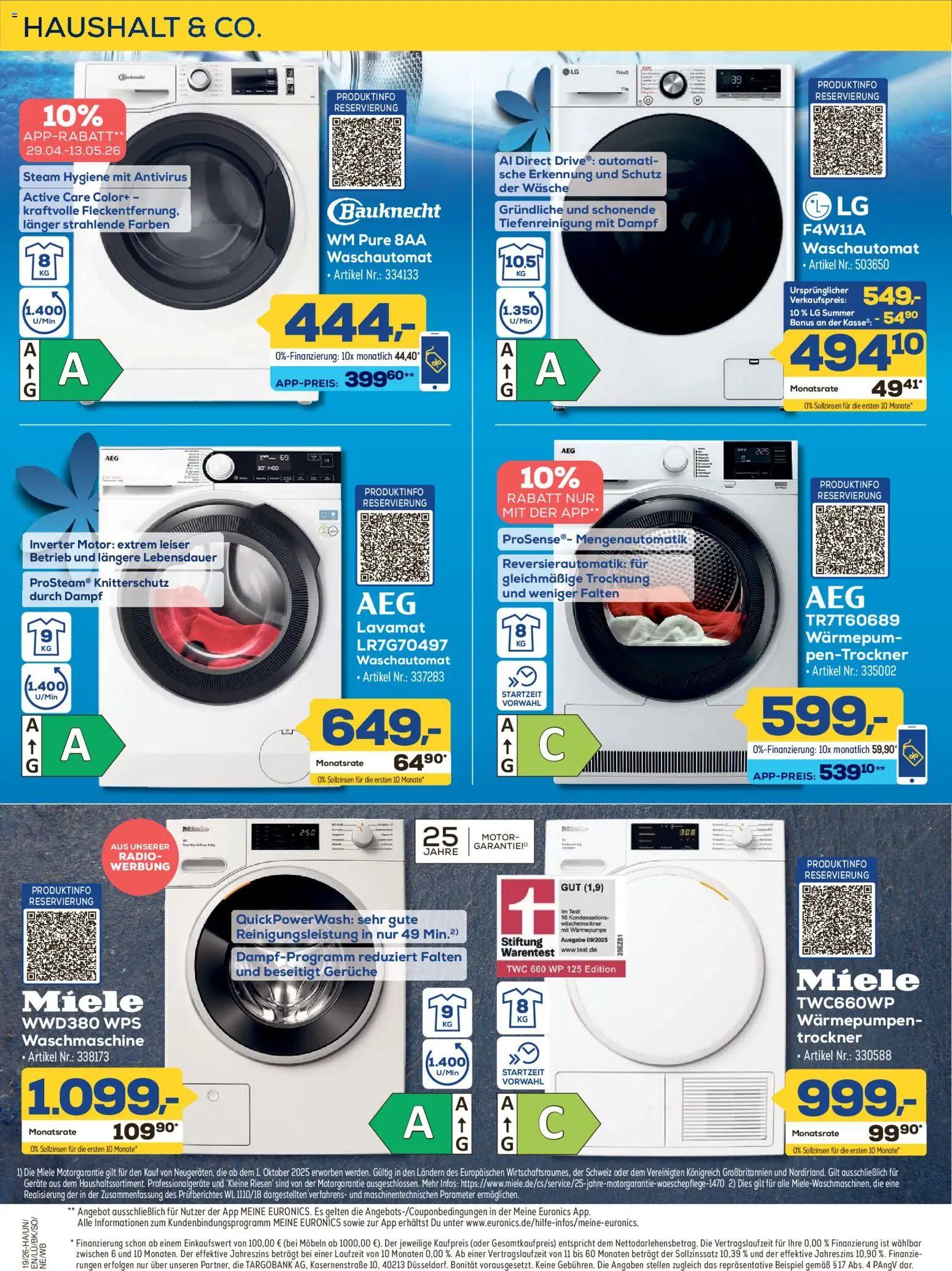 Euronics Prospekt Berlet – gültig ab 30.04.2026 | Seite: 19 | Produkte: Miele, LG, Waschmaschine, Radio