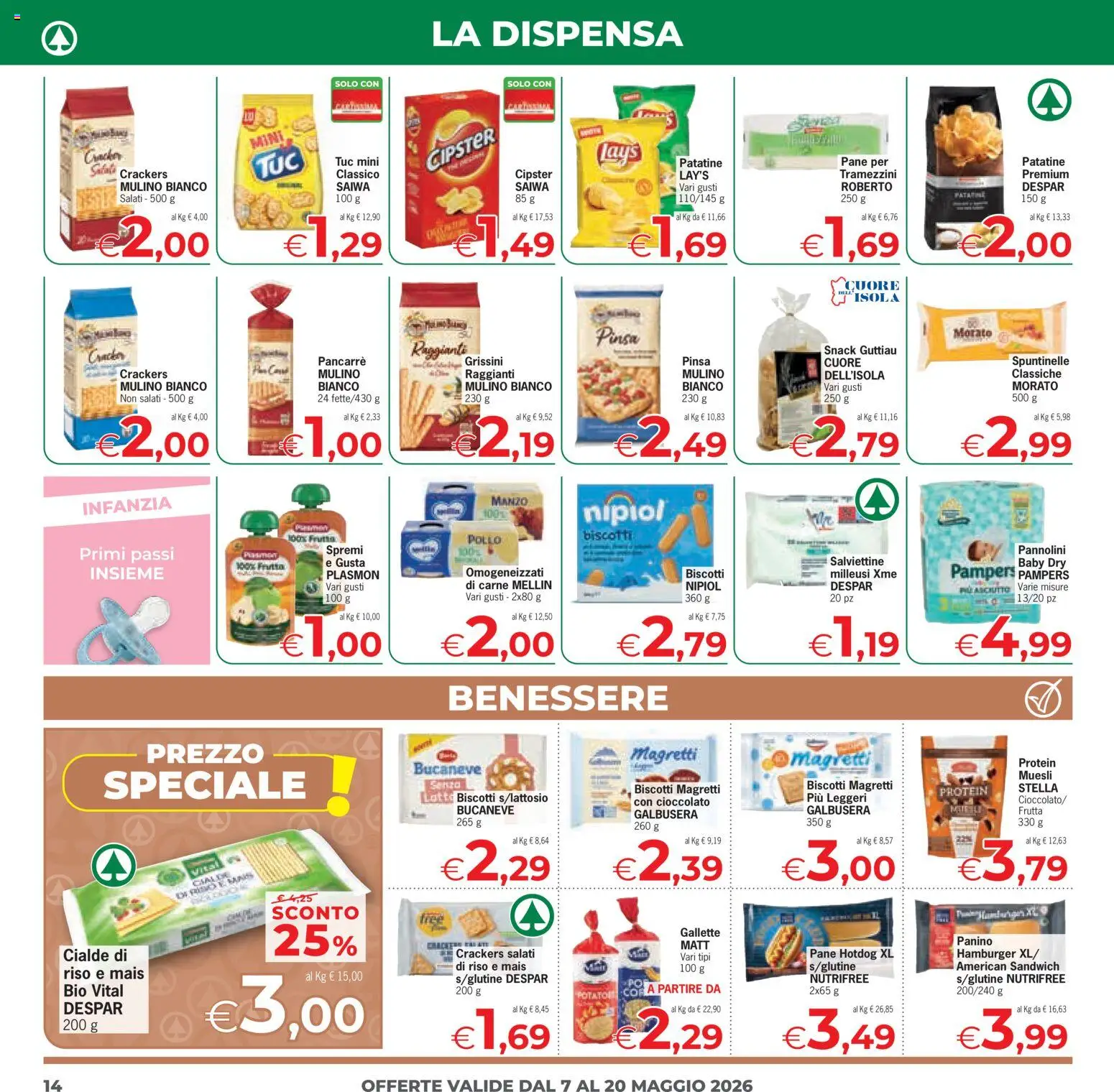 Volantino Eurospar del 07.05.2026 | Pagina: 14 | Prodotti: Muesli, Crackers, Gallette, Mais