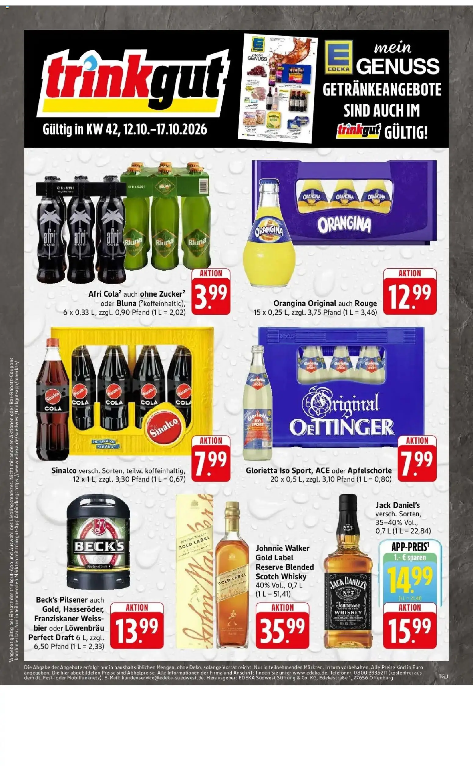 Edeka Prospekt Köngen (ab 12.10.2026) » Angebote Online | Seite: 60 | Produkte: Cola, Rouge, Whiskey, Johnnie walker