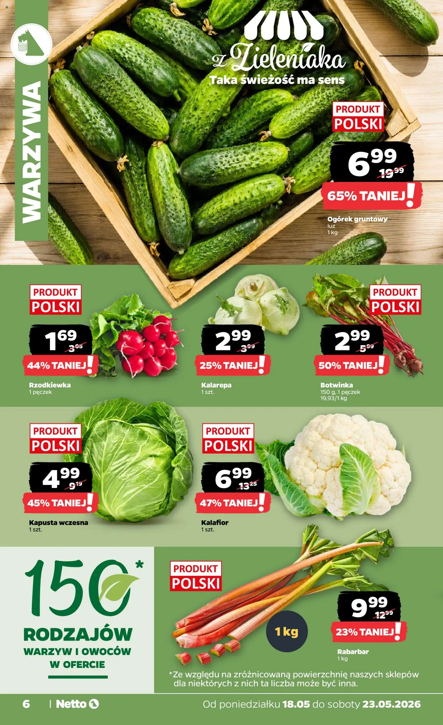 Netto gazetka od poniedziałku spożywcza od 18.05.2026 | Strona: 6 | Produkty: Kapusta, Botwinka, Kalarepa, Warzywa
