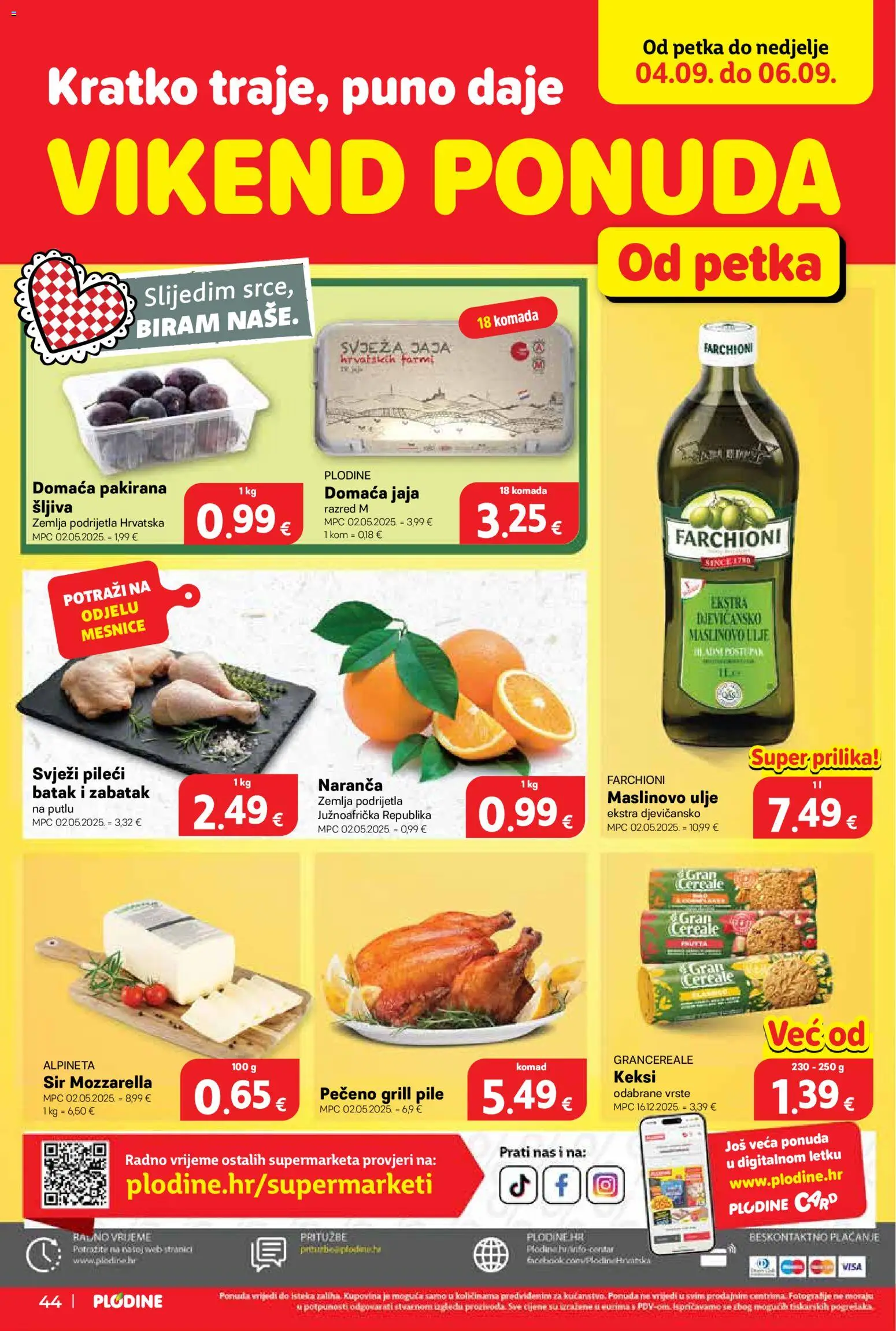 Plodine katalog | vrijedi od 02.09.2026 | Stranica: 44 | Proizvodi: Keksi, Sir, Jaja, Grill
