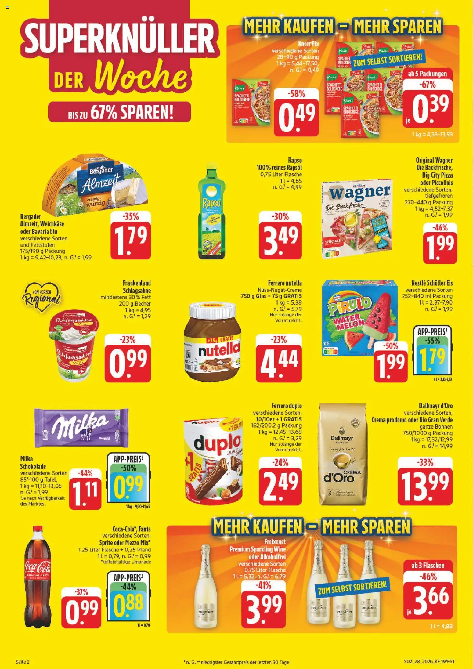 nah & gut Prospekt – gültig ab 06.07.2026 | Seite: 2 | Produkte: Coca cola, Sprite, Schlagsahne, Ferrero duplo
