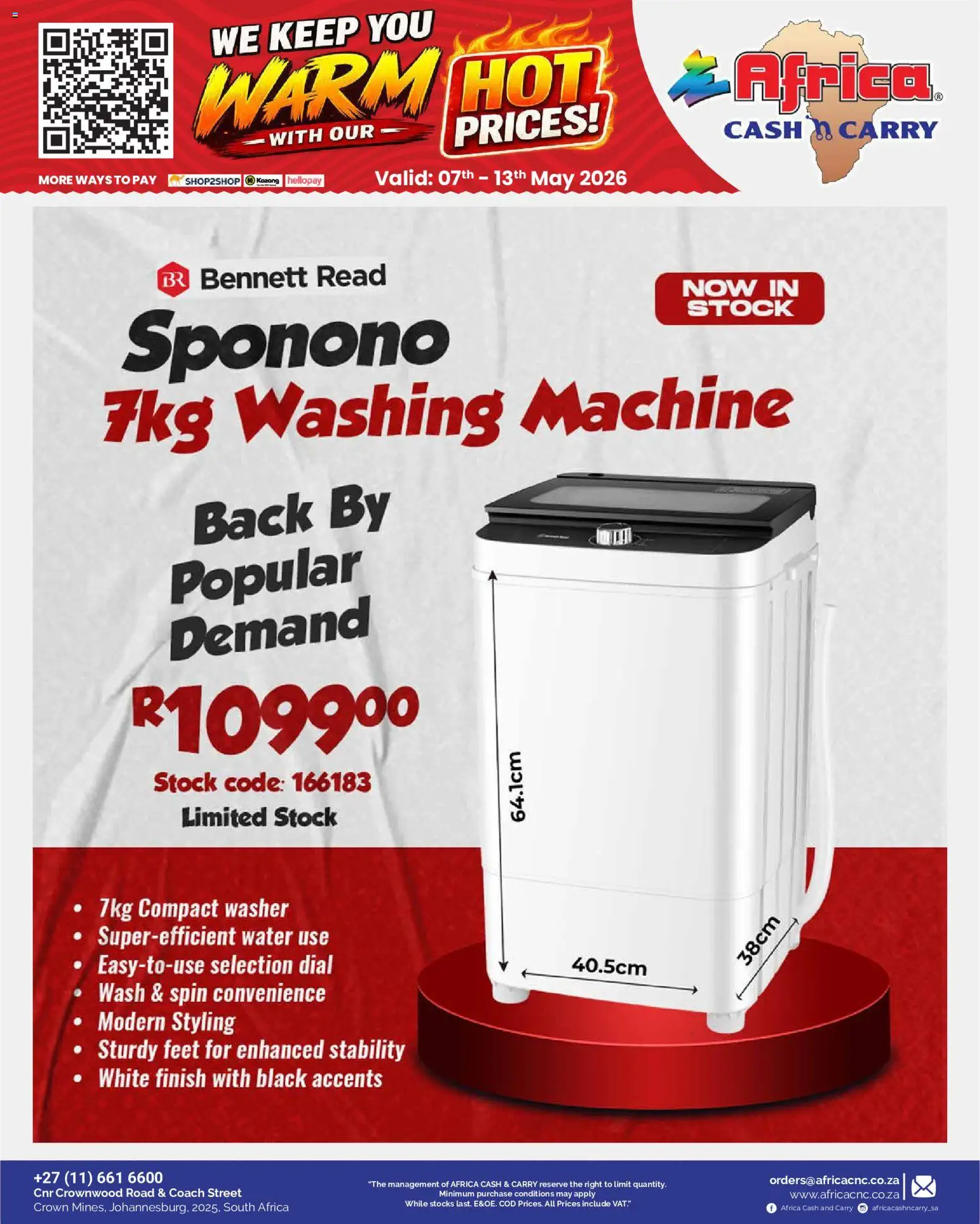 New Africa Cash & Carry catalogue – valid from 07/05/2026 | Page: 51 | Products: Washing machine, Stock, Water