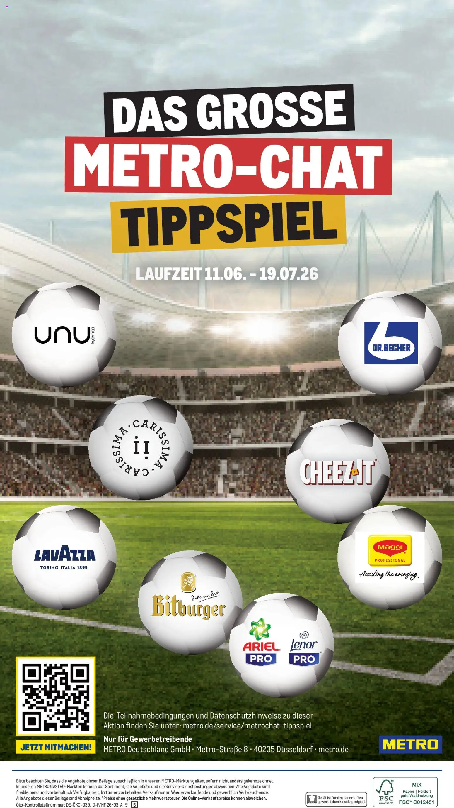 Metro Saisonkatalog Outdoor Dining – gültig ab 01.06.2026 | Seite: 100 | Produkte: Lenor, Bitburger, Lavazza, Maggi