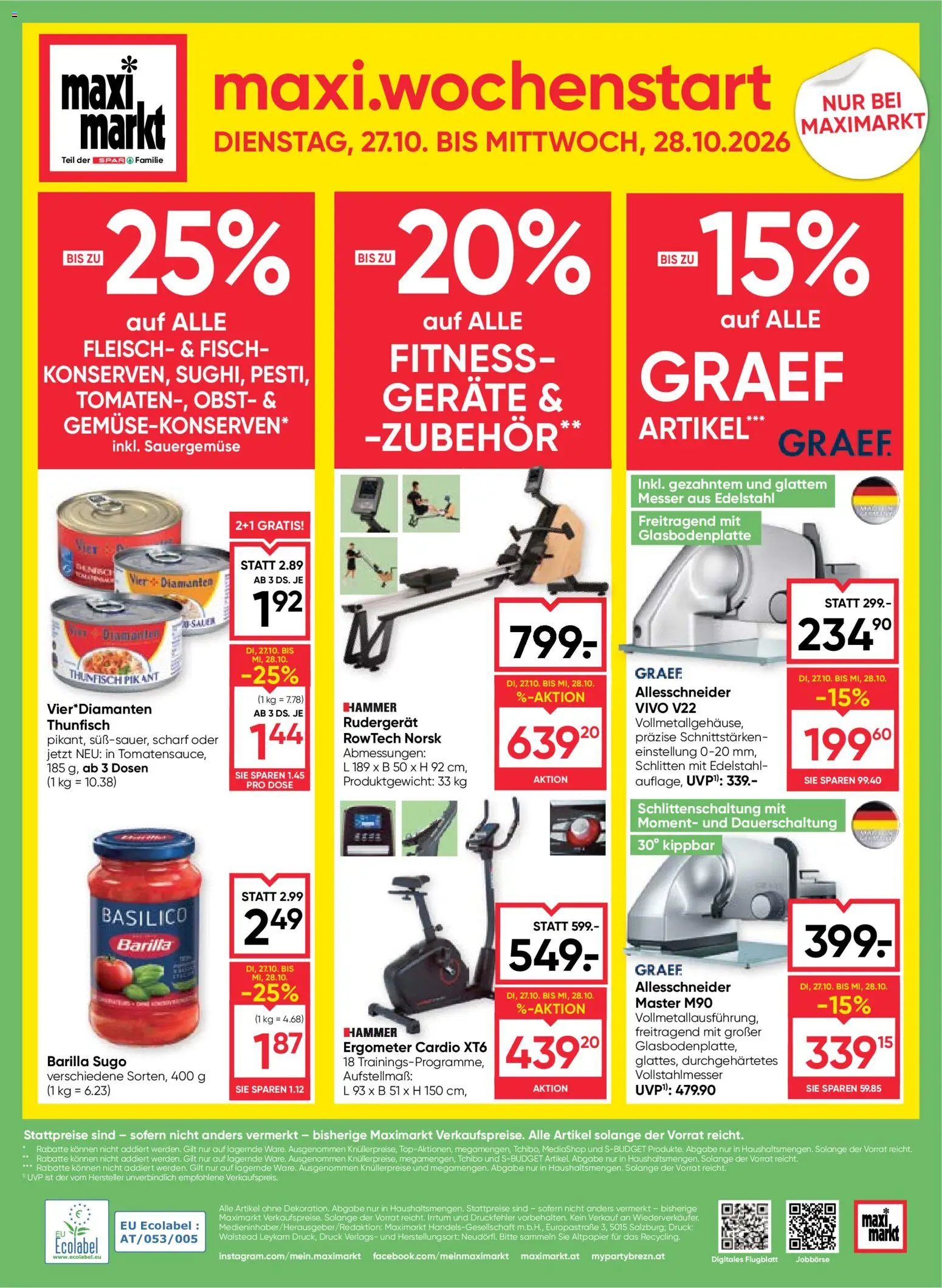 Maximarkt Flugblatt gültig ab 22.10.2026 | Seite: 24 | Produkte: Obst, Barilla, Fisch