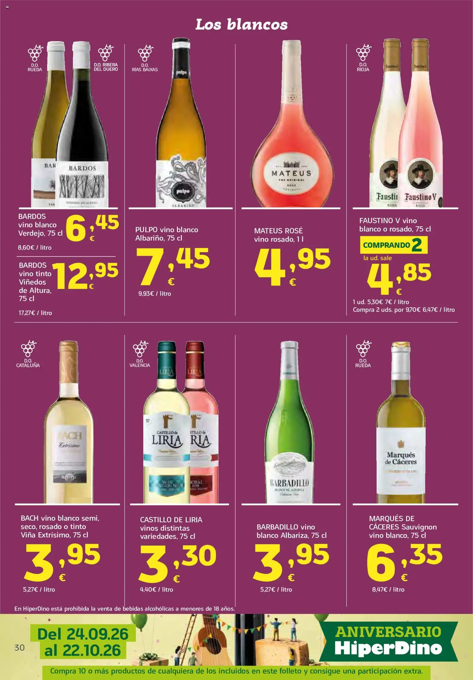 HiperDino folleto │ válido desde el 24/09/2026 | Página: 30 | Productos: Vino tinto, Vino, Vino blanco, Bebidas