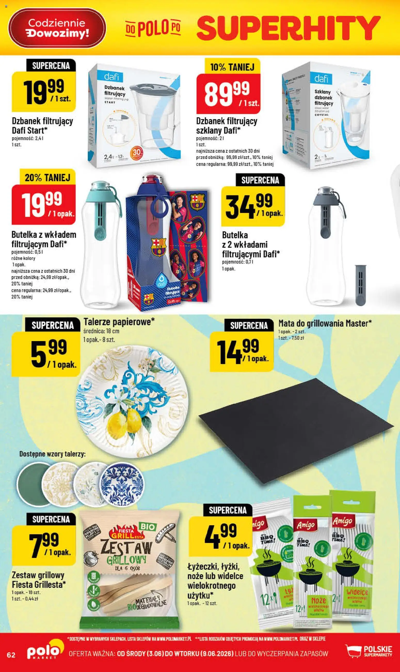 POLOmarket gazetka od 03.06.2026 | Strona: 62 | Produkty: Dzbanek, Grill, Dzbanek filtrujący, Talerze