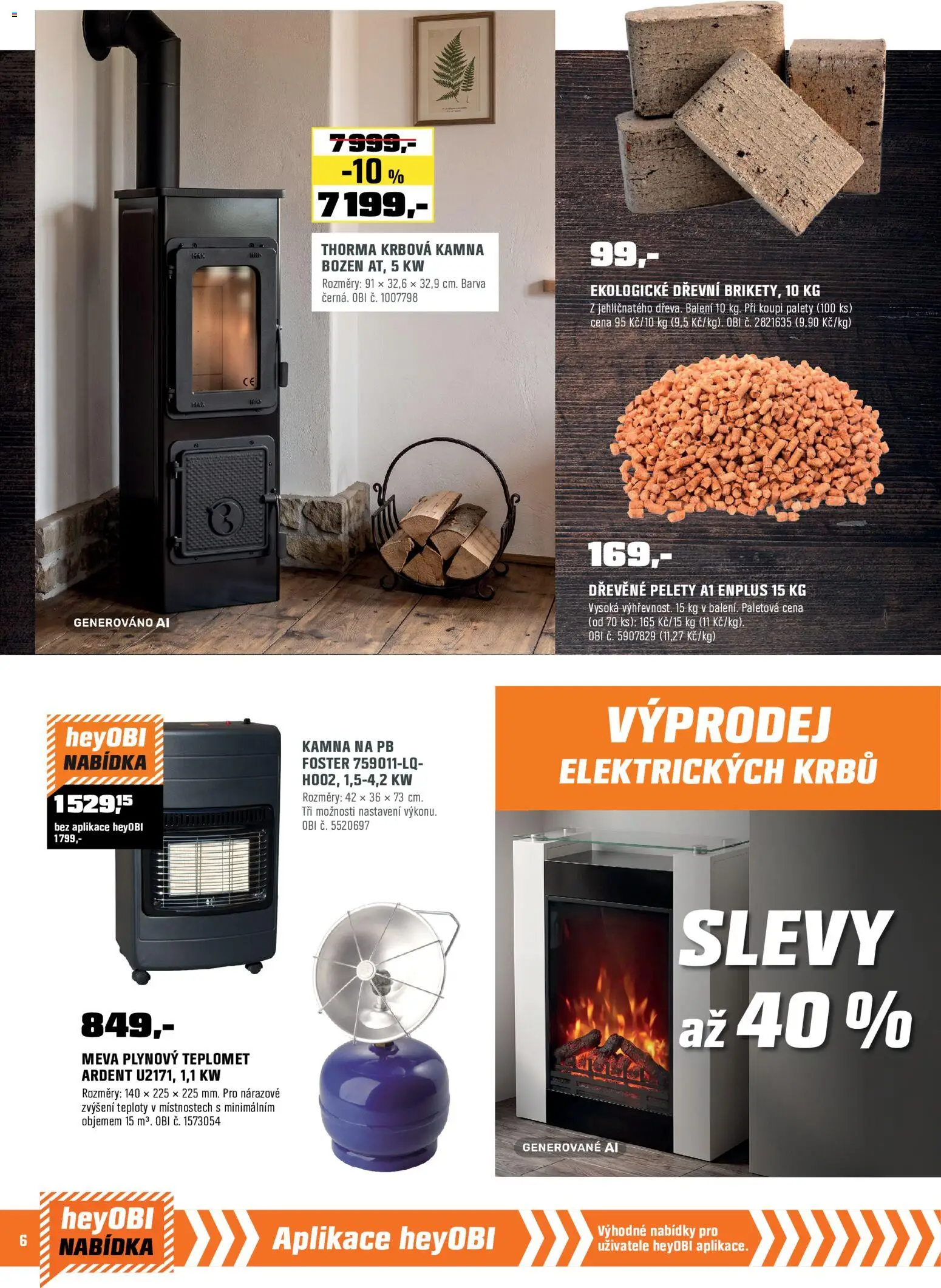 OBI leták od 01.09.2026 | Strana: 6 | Produkty: Pelety, Dřevěné pelety, Krbová kamna