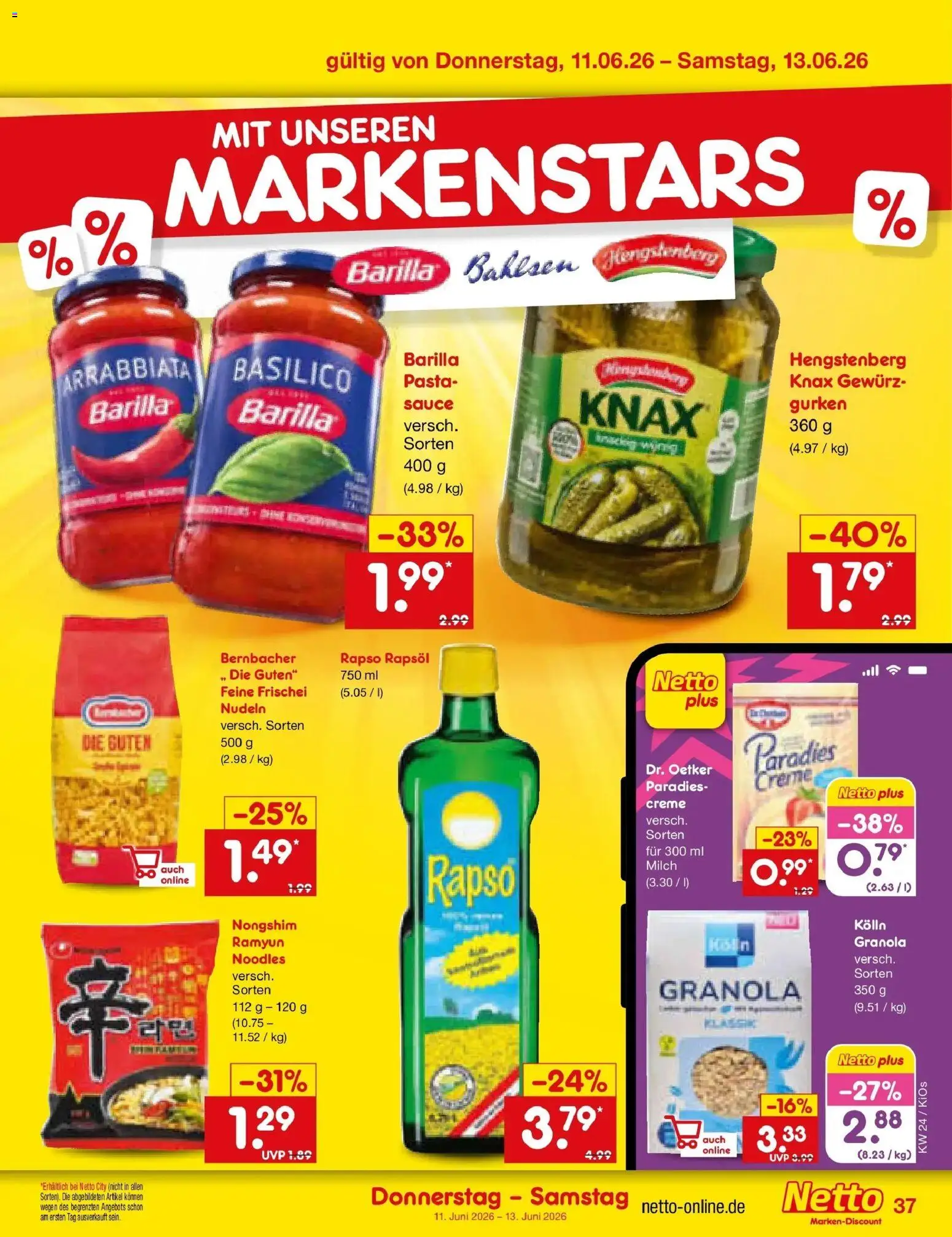 Netto Marken-Discount Prospekt Mistelbach – gültig ab 08.06.2026 | Seite: 55 | Produkte: Kolln, Pasta, Gurken, Rapso rapsol