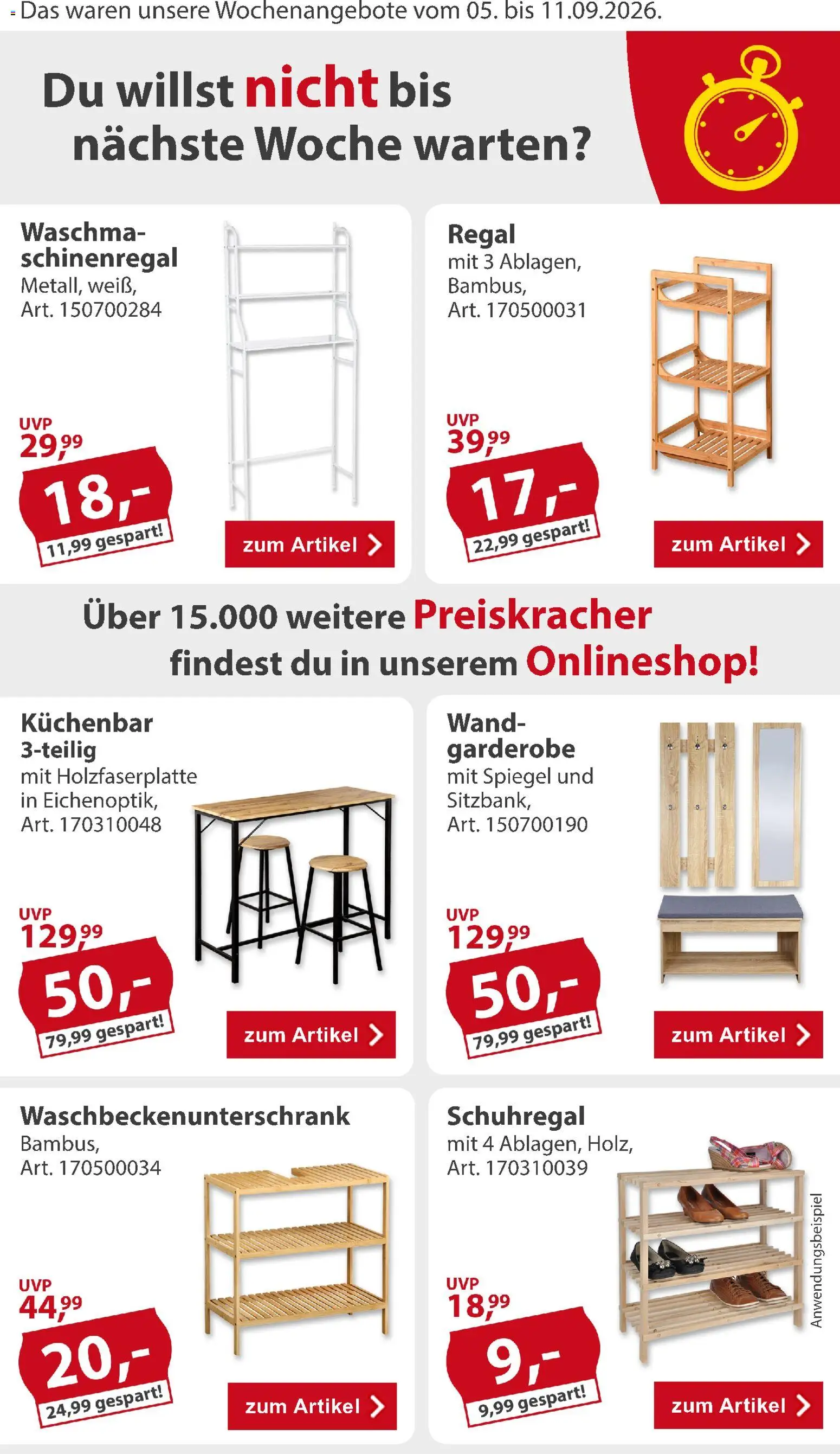 Sonderpreis Baumarkt Prospekt – gültig ab 05.09.2026 | Seite: 2 | Produkte: Regal, Spiegel, Schuhregal