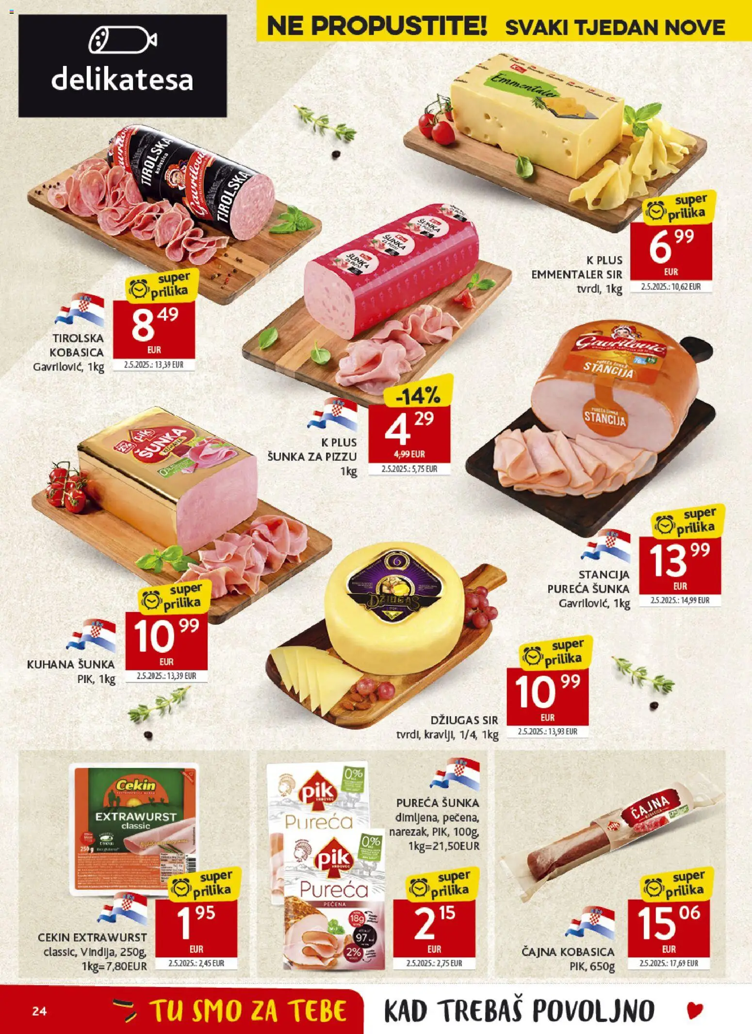 Konzum katalog | vrijedi od 03.06.2026 | Stranica: 24 | Proizvodi: Sir, Šunka, Pizza, Kobasica