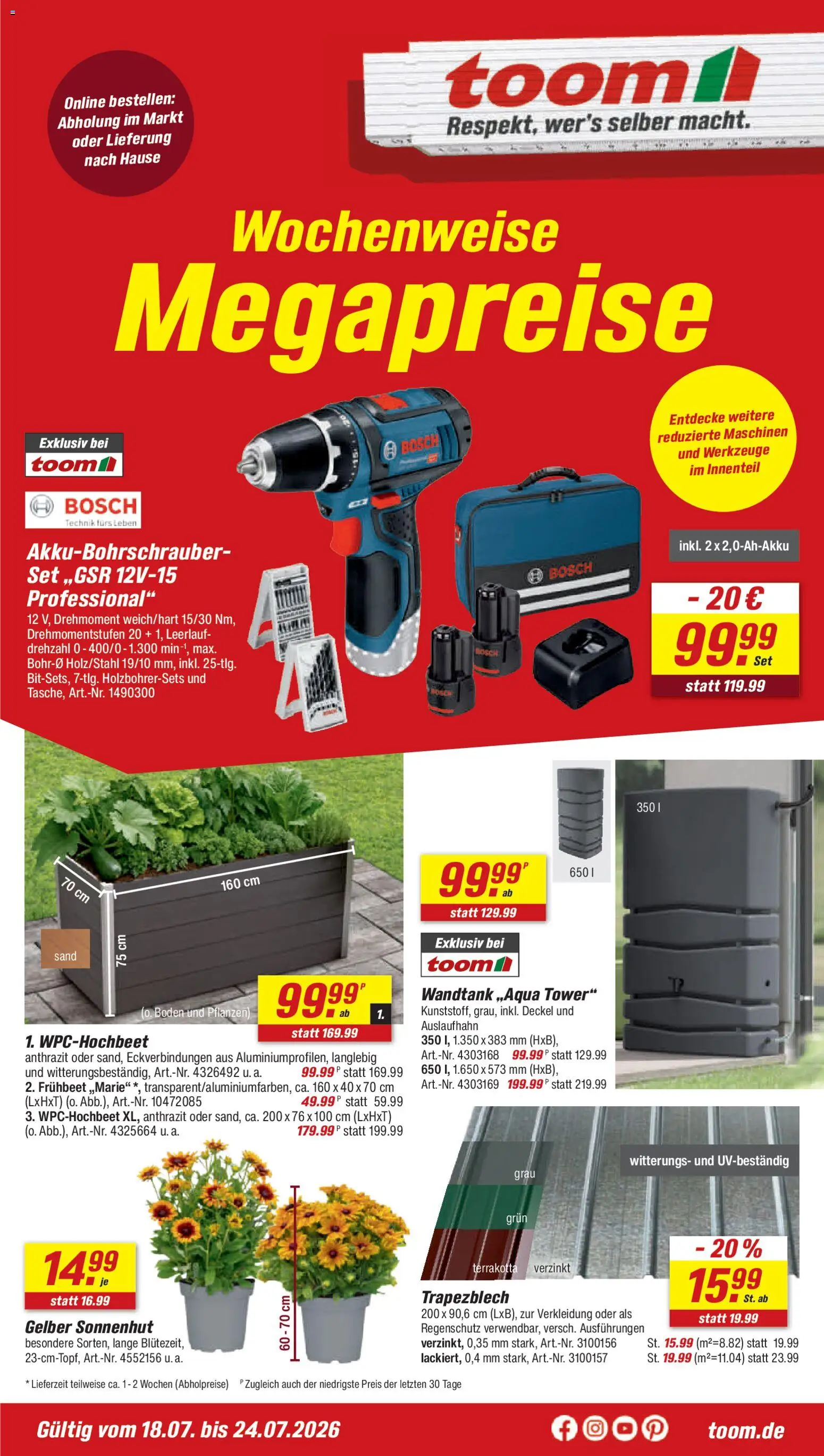 Toom Baumarkt Prospekt – gültig ab 18.07.2026 | Seite: 1 | Produkte: Bosch