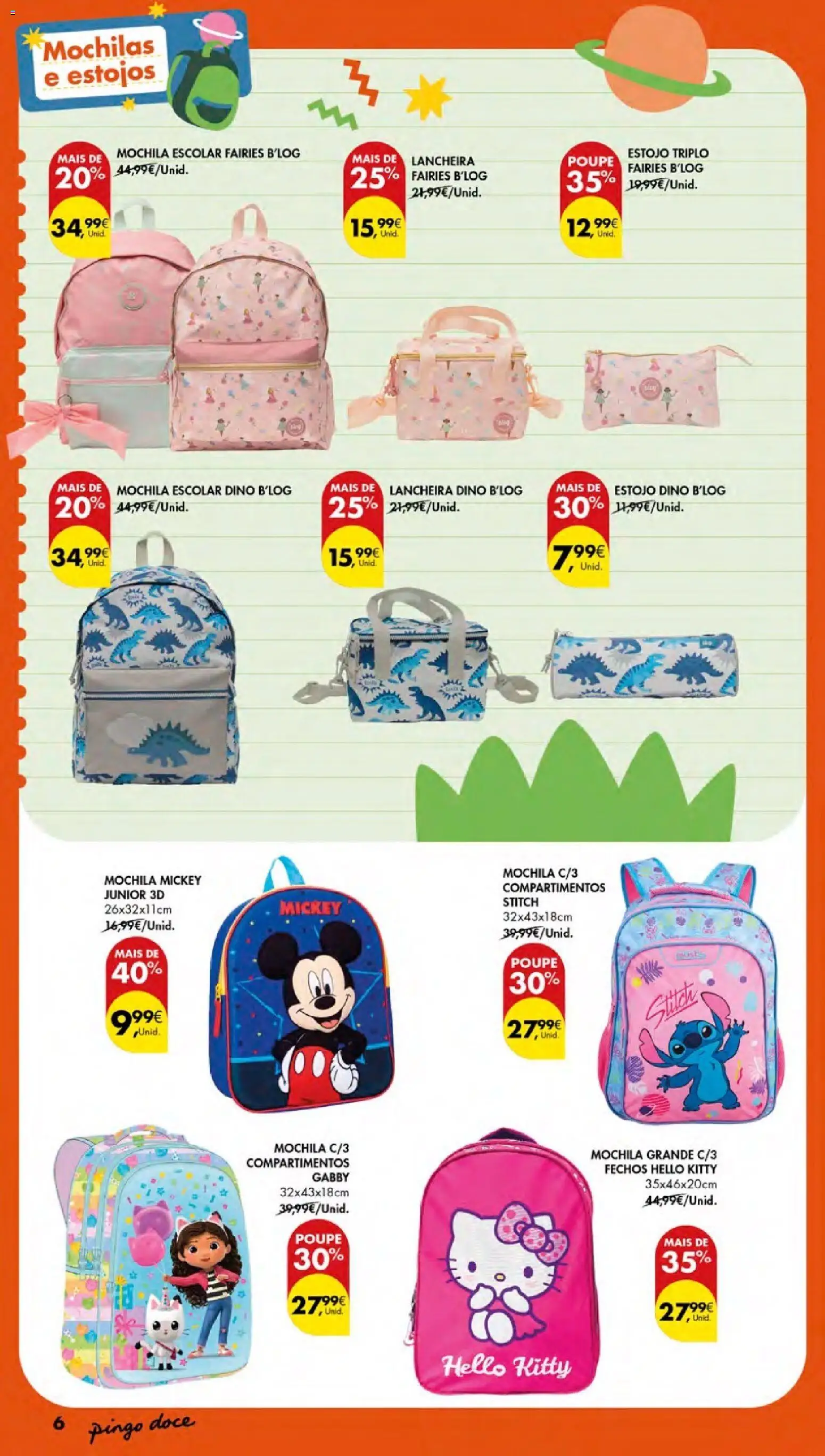 Pingo Doce Regresso às Aulas Açores │ válido de 20/08/2026 | Página: 6 | Produtos: Mochila, Mochilas