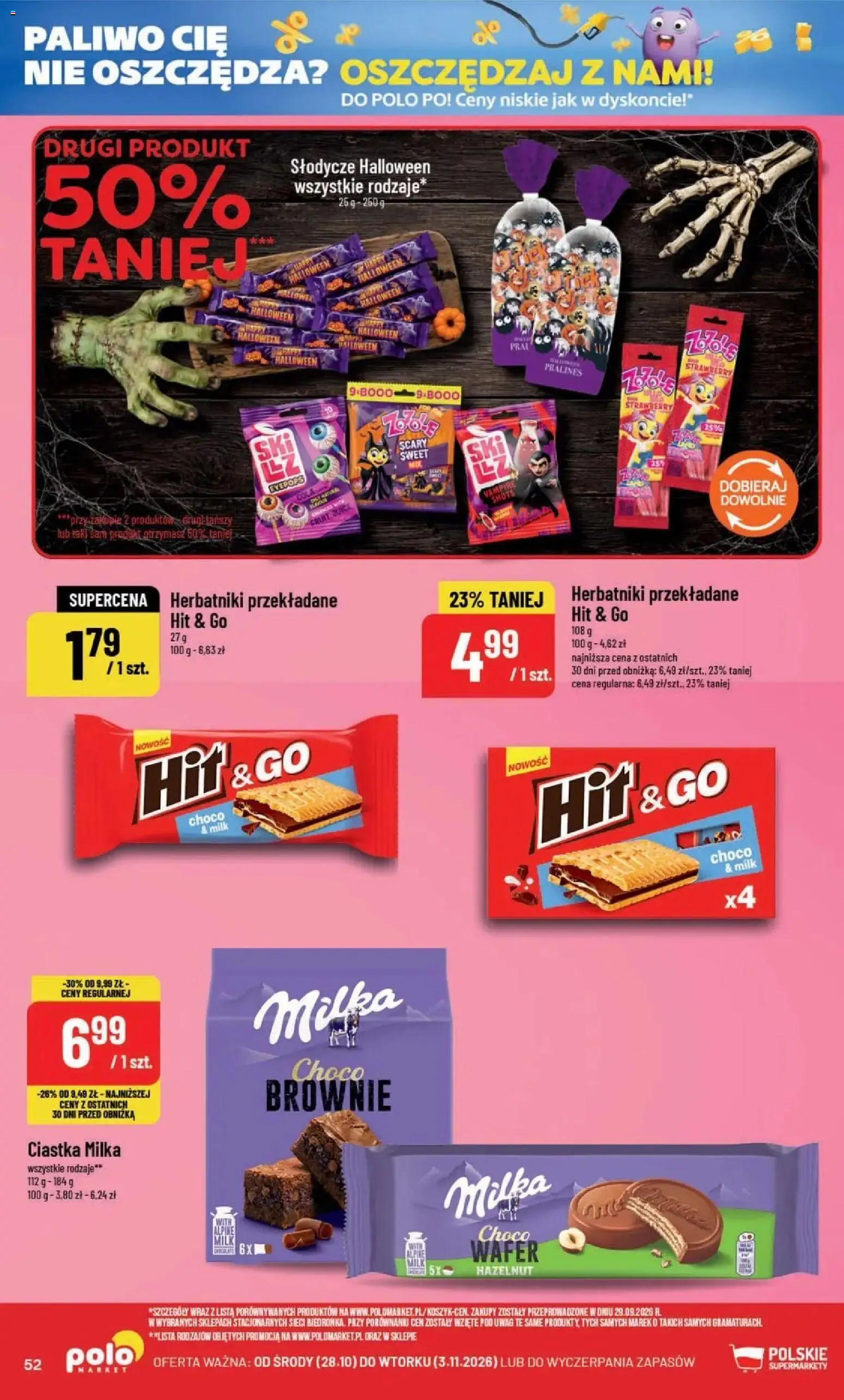 POLOmarket aktualna gazetka od 28.10.2026 | Strona: 52 | Produkty: Milka, Herbatniki, Brownie, Ciastka